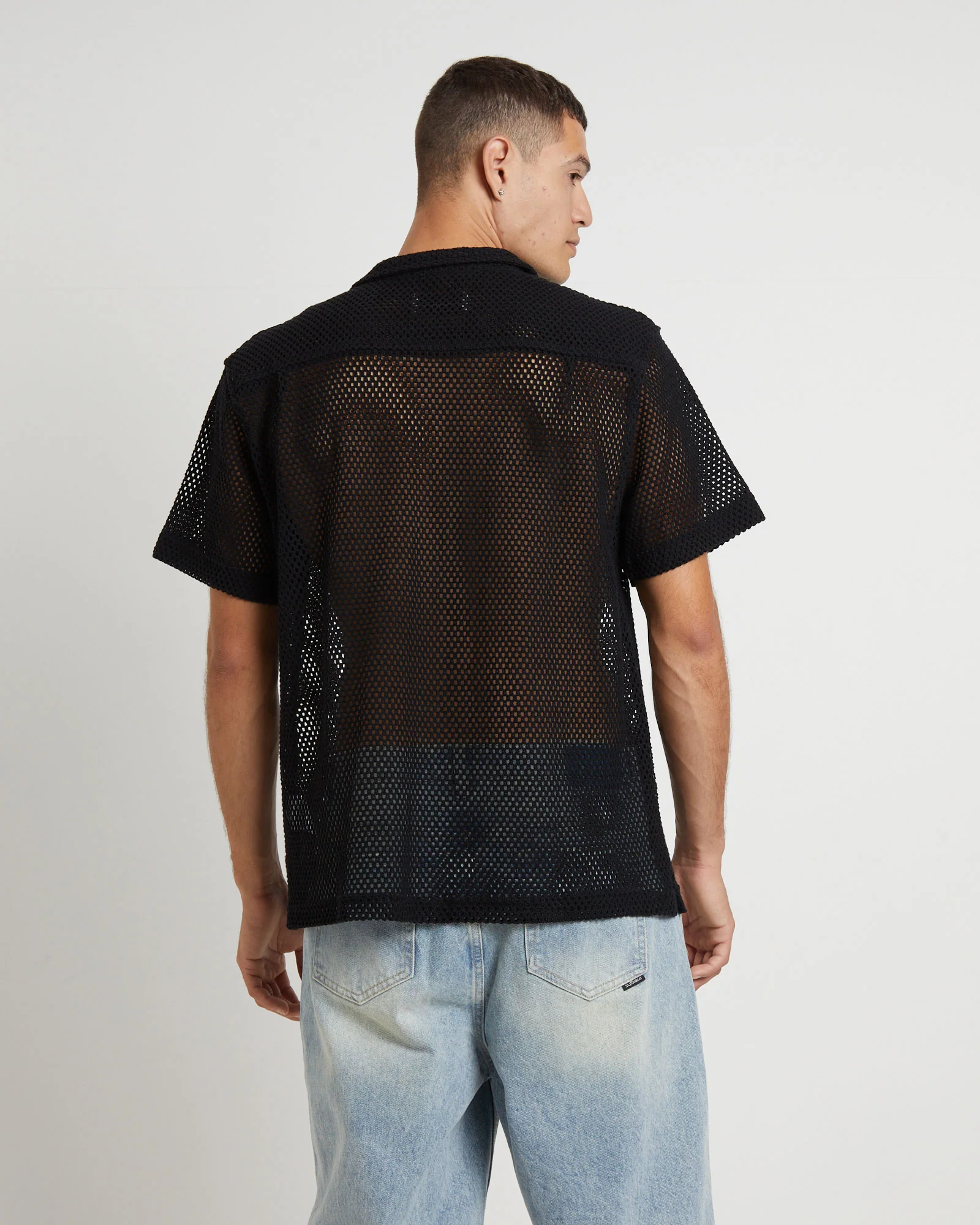 Diego Mesh Short Sleeve Shirt in Black - Image 2
