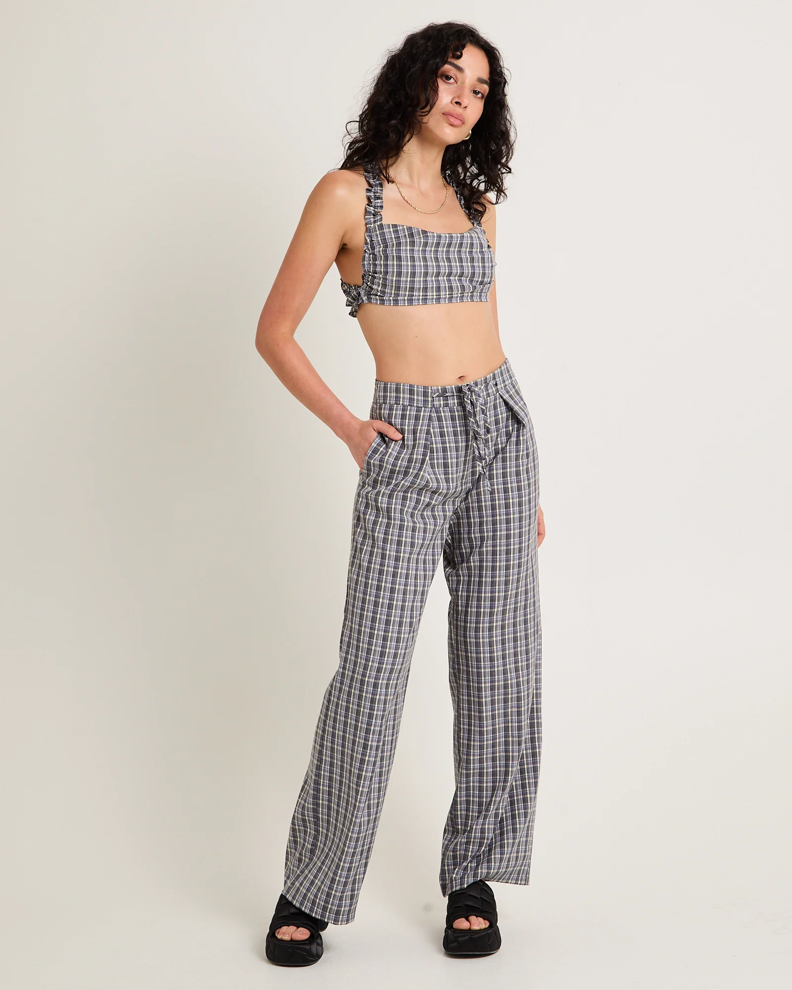 Dion Check Relaxed Belt Pants - Image 3