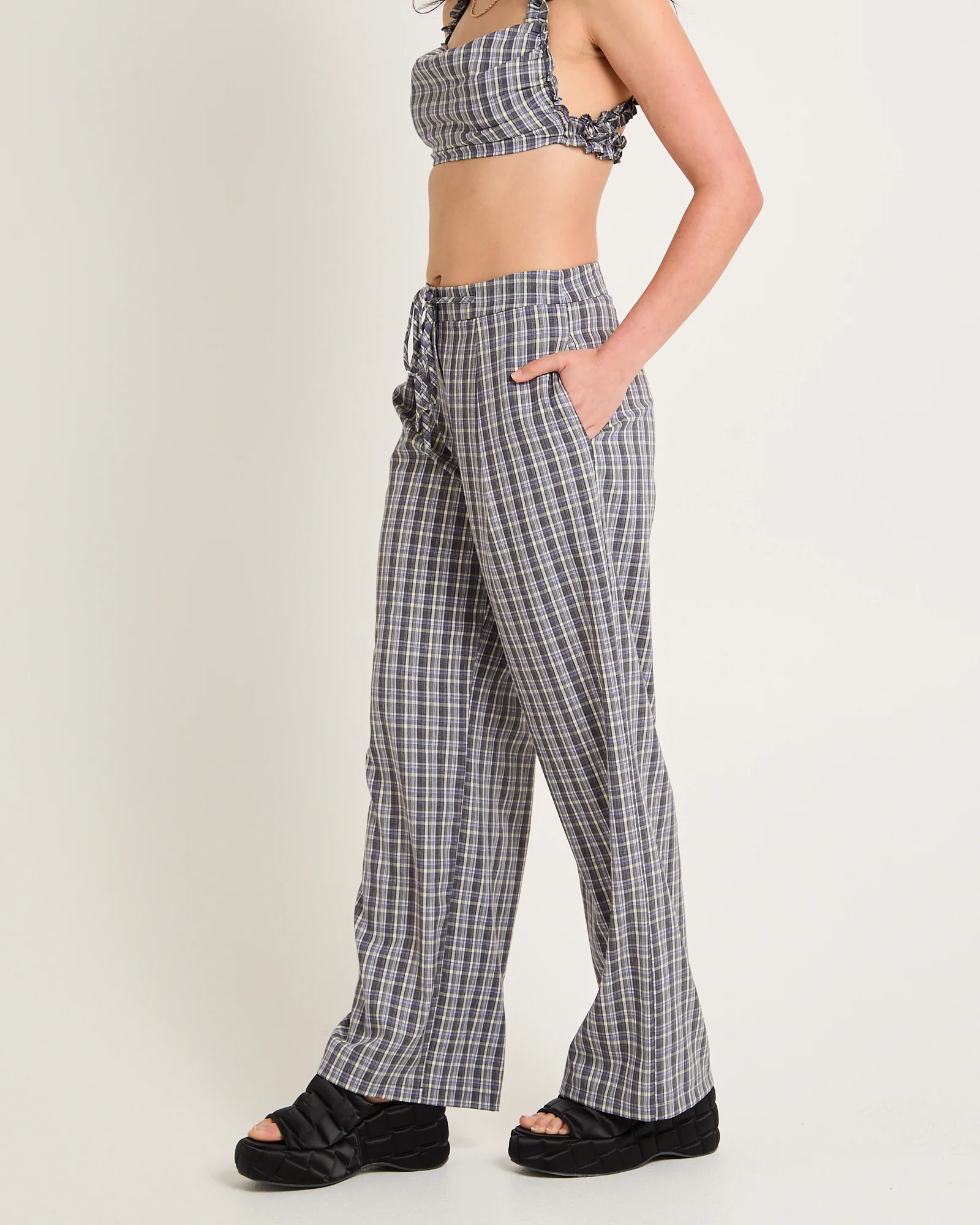 Dion Check Relaxed Belt Pants - Image 4