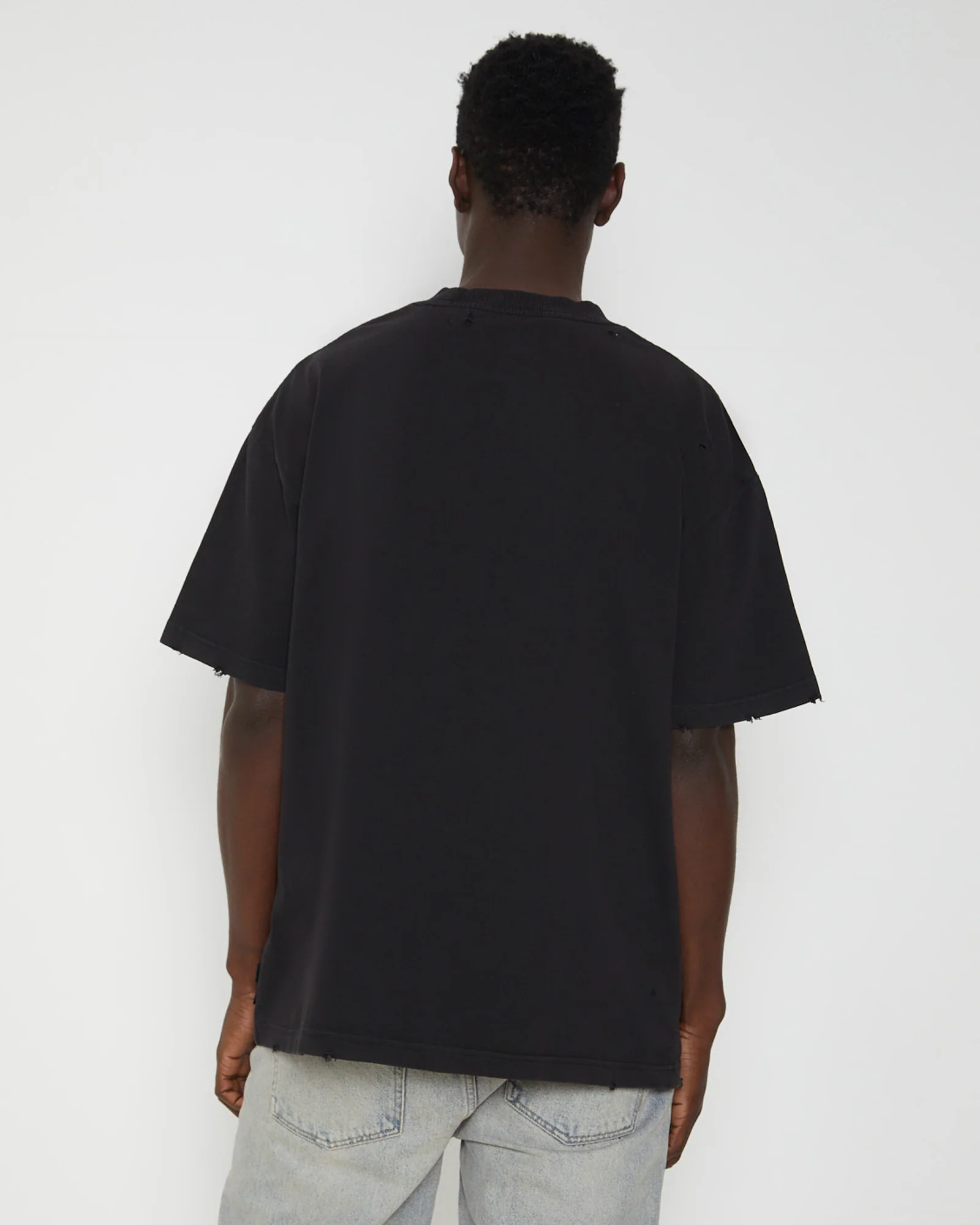 Distressed Logo Short Sleeve T-Shirt in Black - Image 2