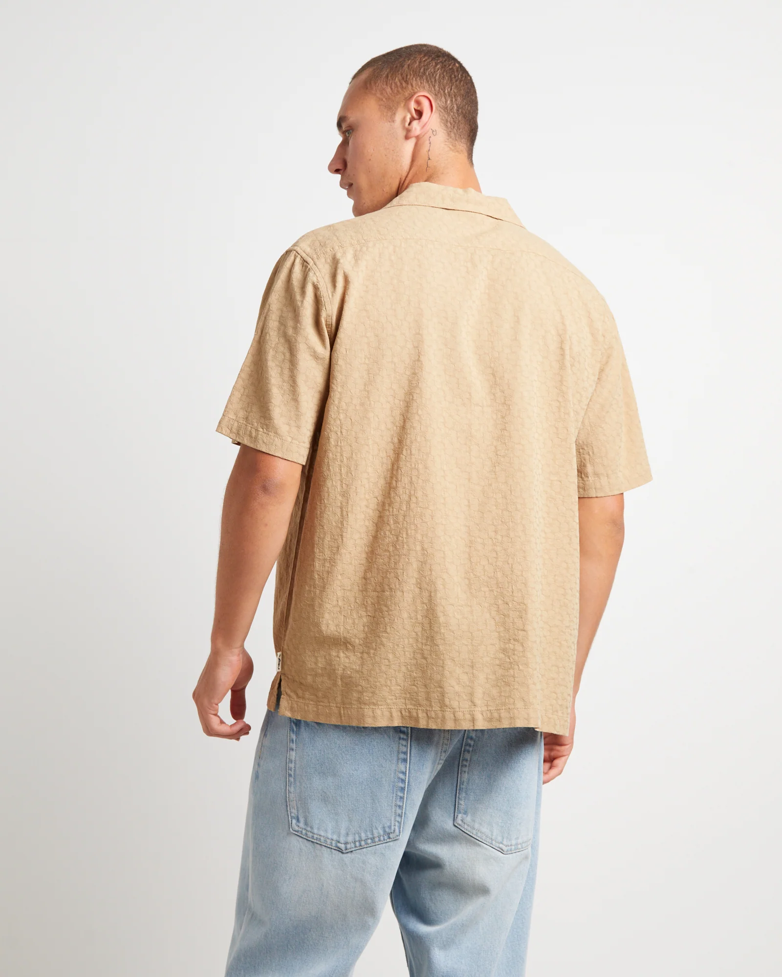 Double Wish Short Sleeve Resort Shirt in Tan - Image 2