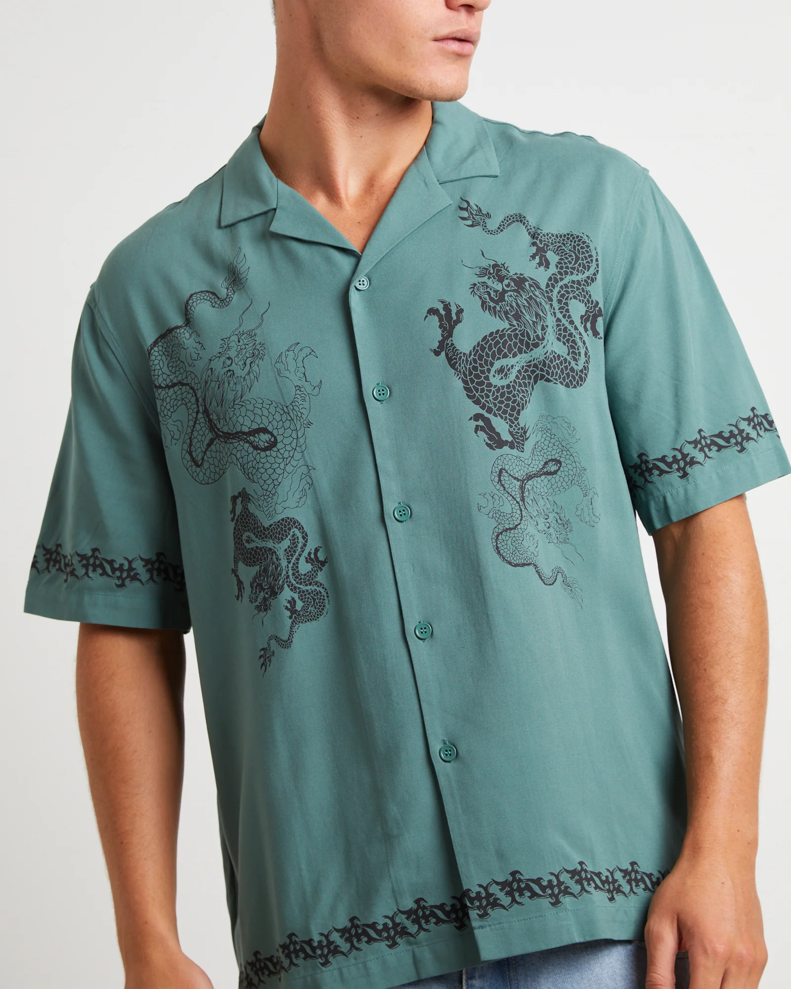 Draco Short Sleeve Resort Shirt in Teal - Image 5