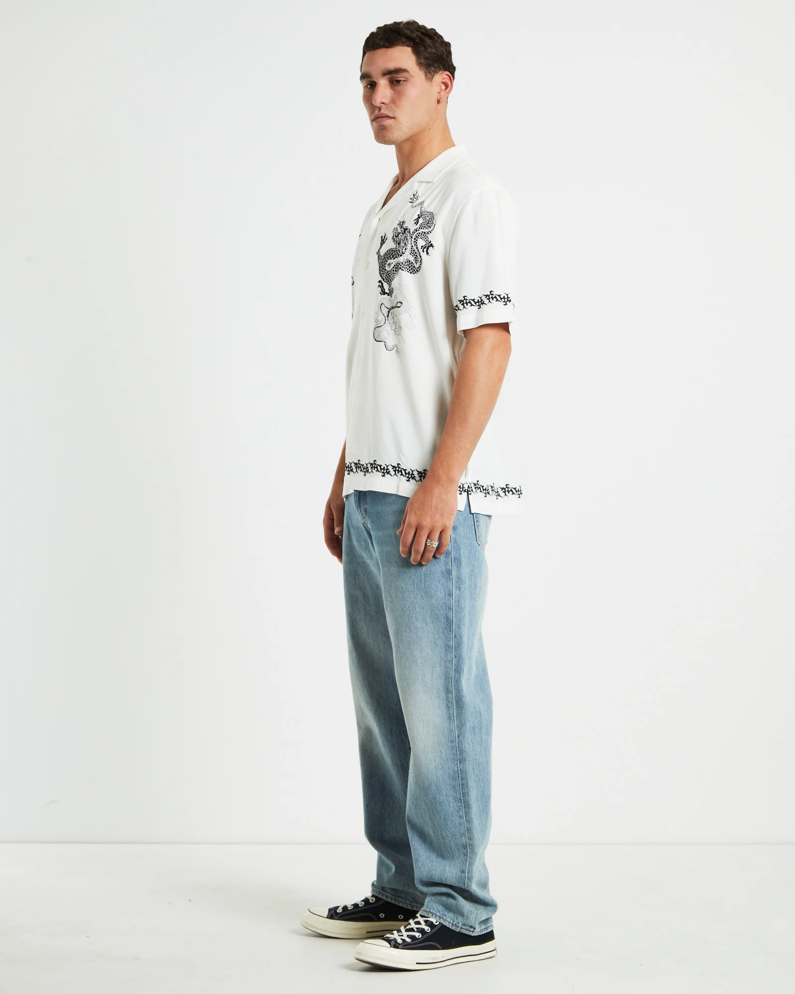Draco Short Sleeve Resort Shirt in White - Image 4