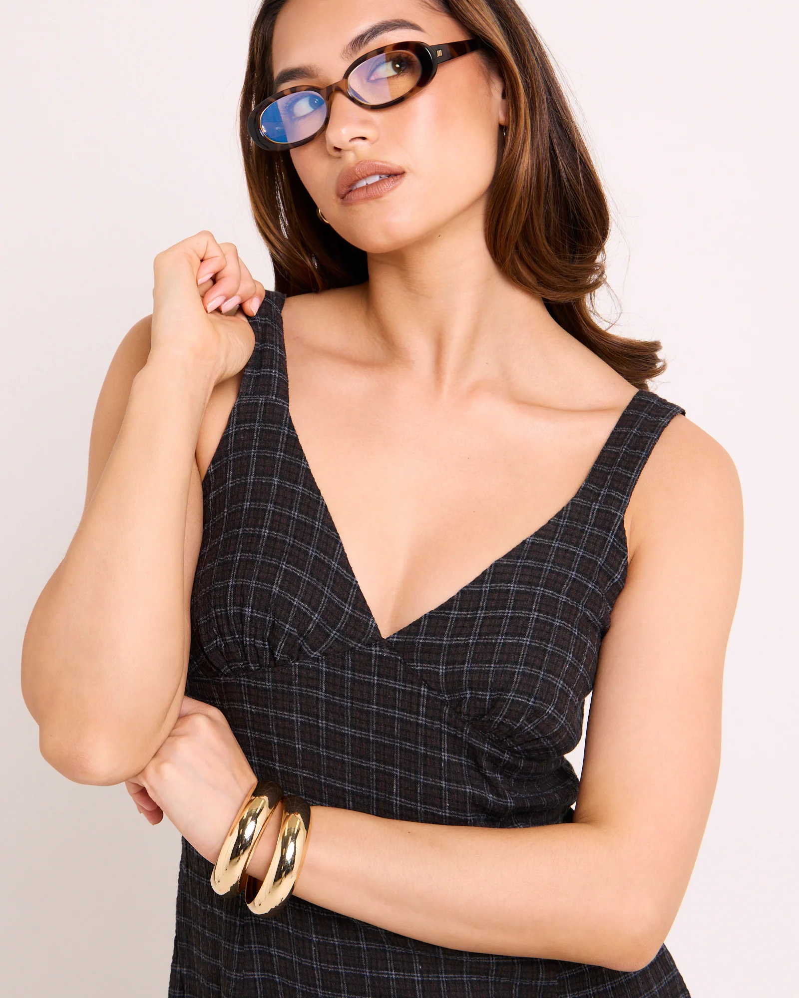 Dusk Seersucker Check Mini Dress - Image 5
