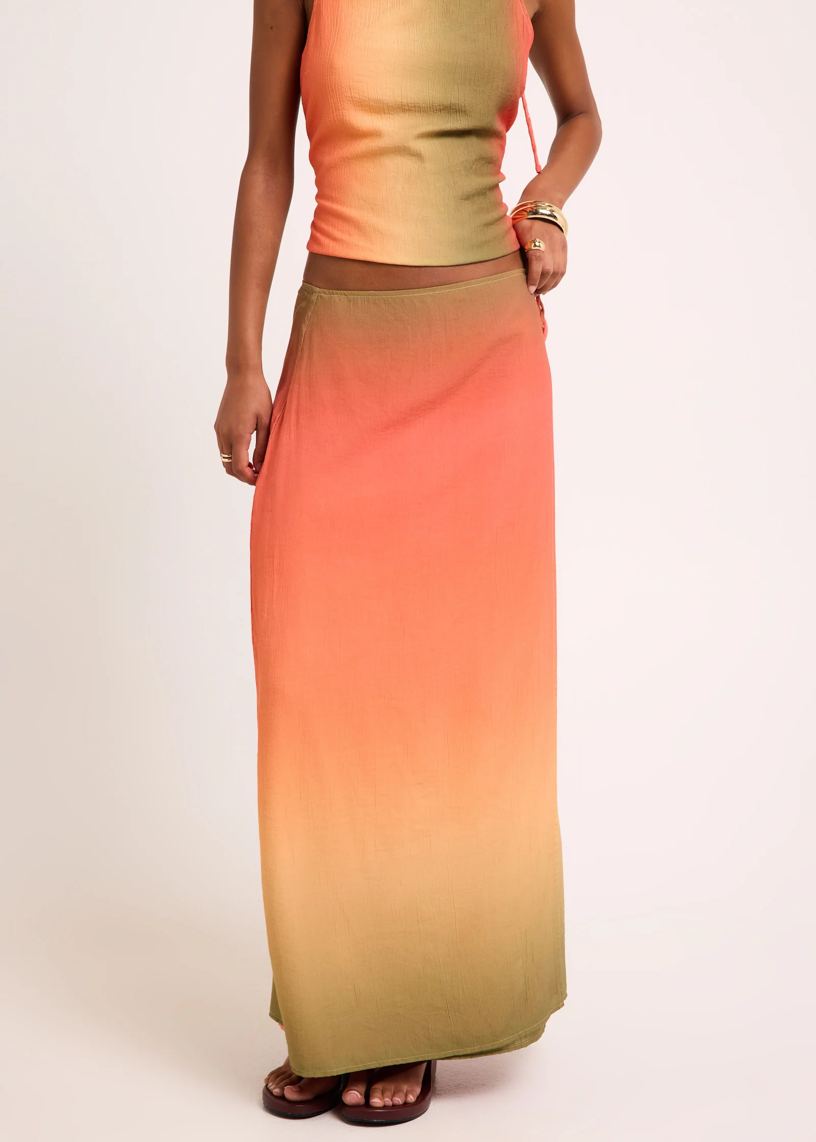 Earth Ombre Wrap Midi Skirt - Image 2