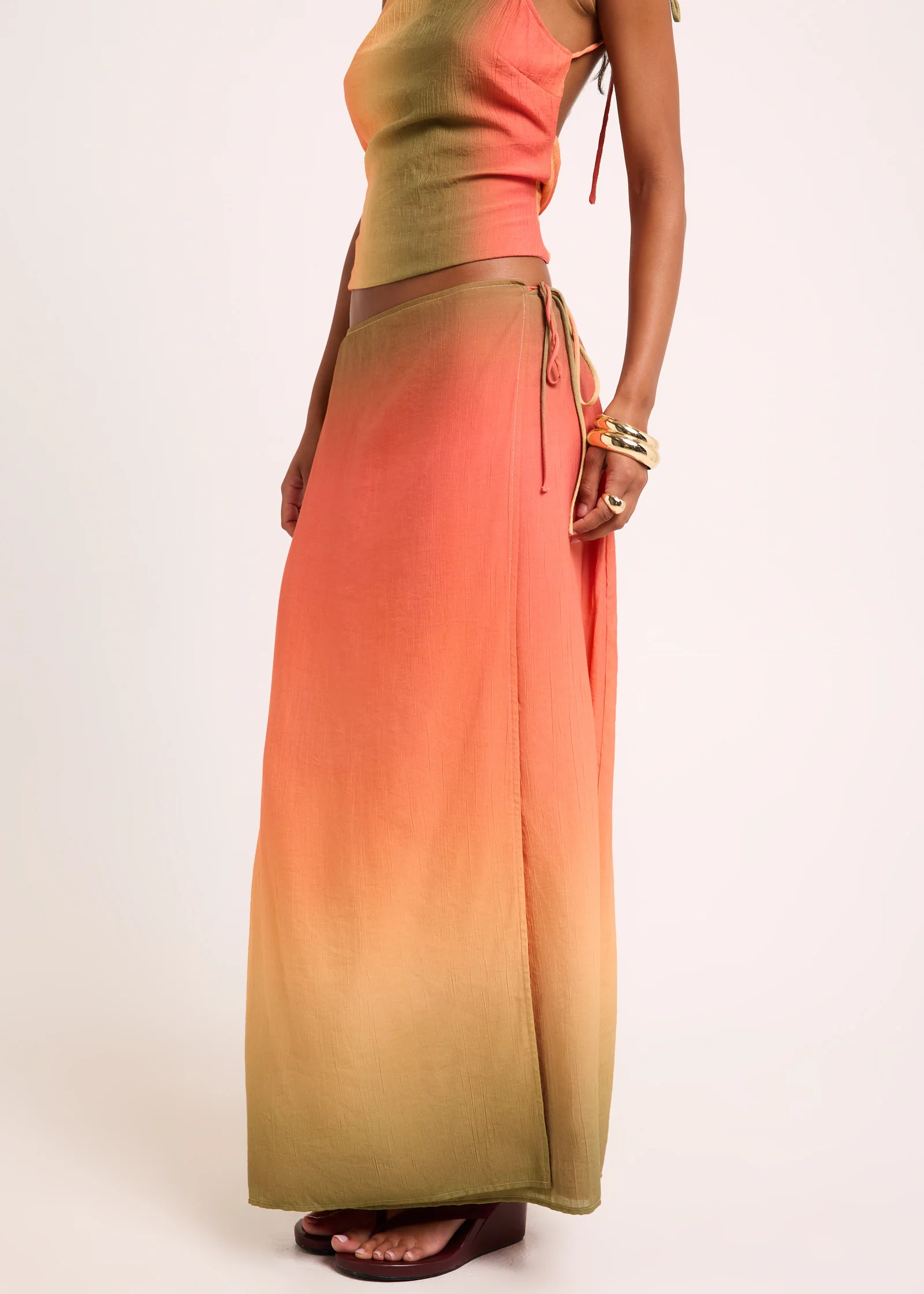 Earth Ombre Wrap Midi Skirt - Image 4
