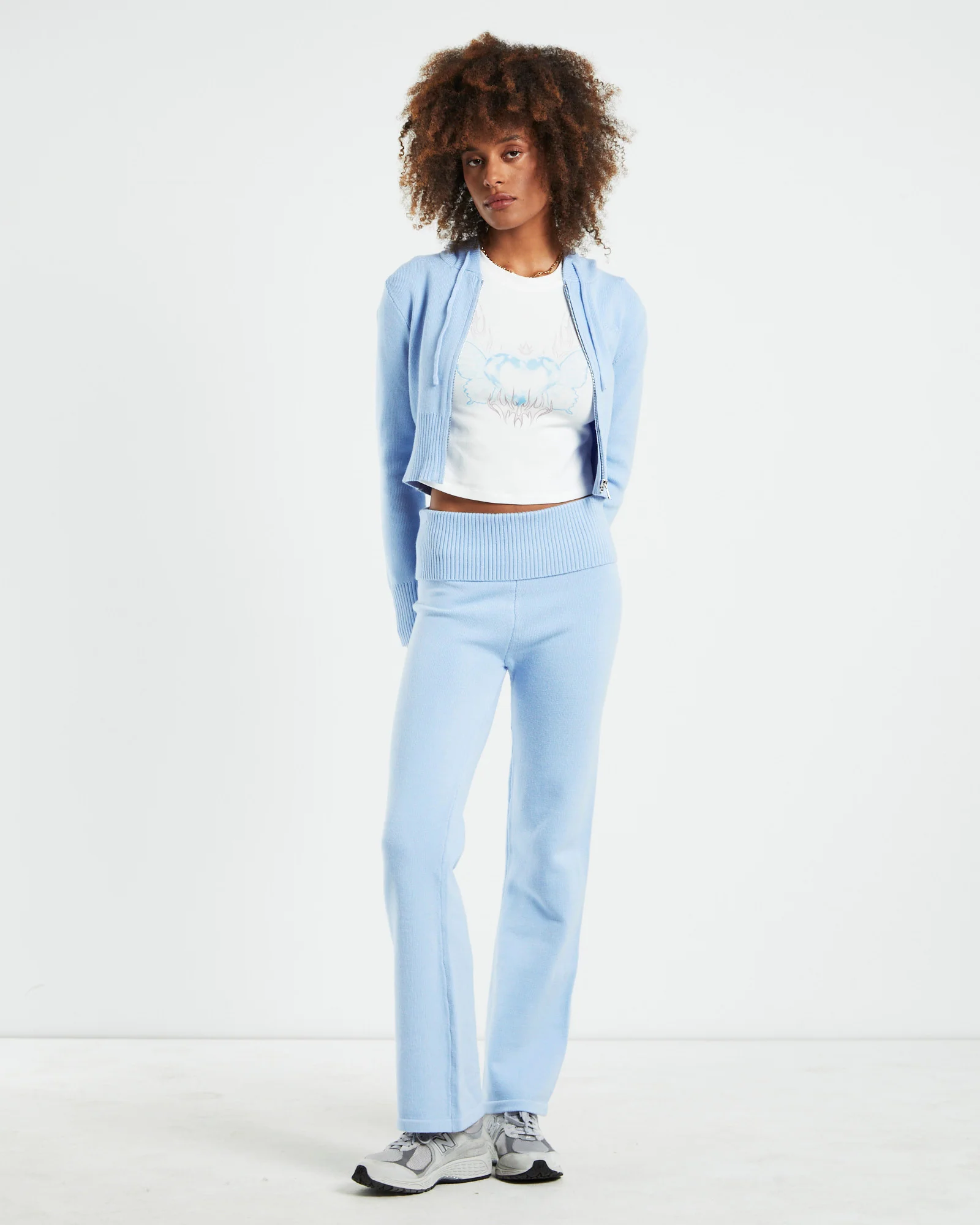 Effie Low Rise Knit Pants Blue - Image 3