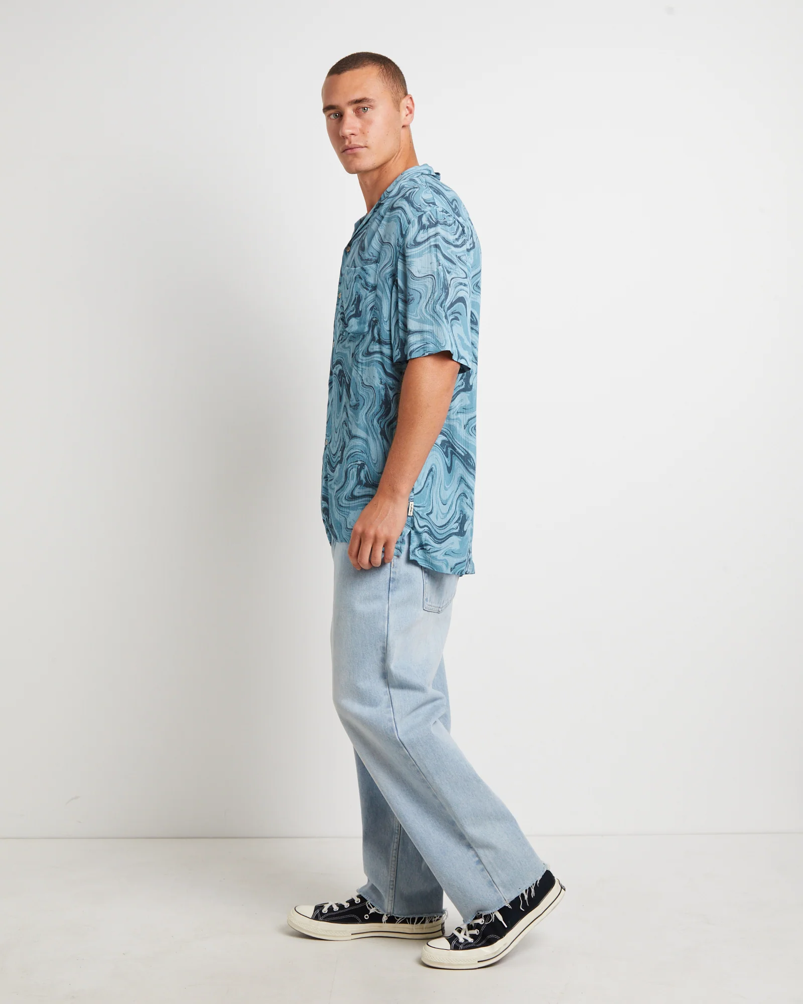Efforts Short Sleeve Resort Shirt in Blue - Image 4