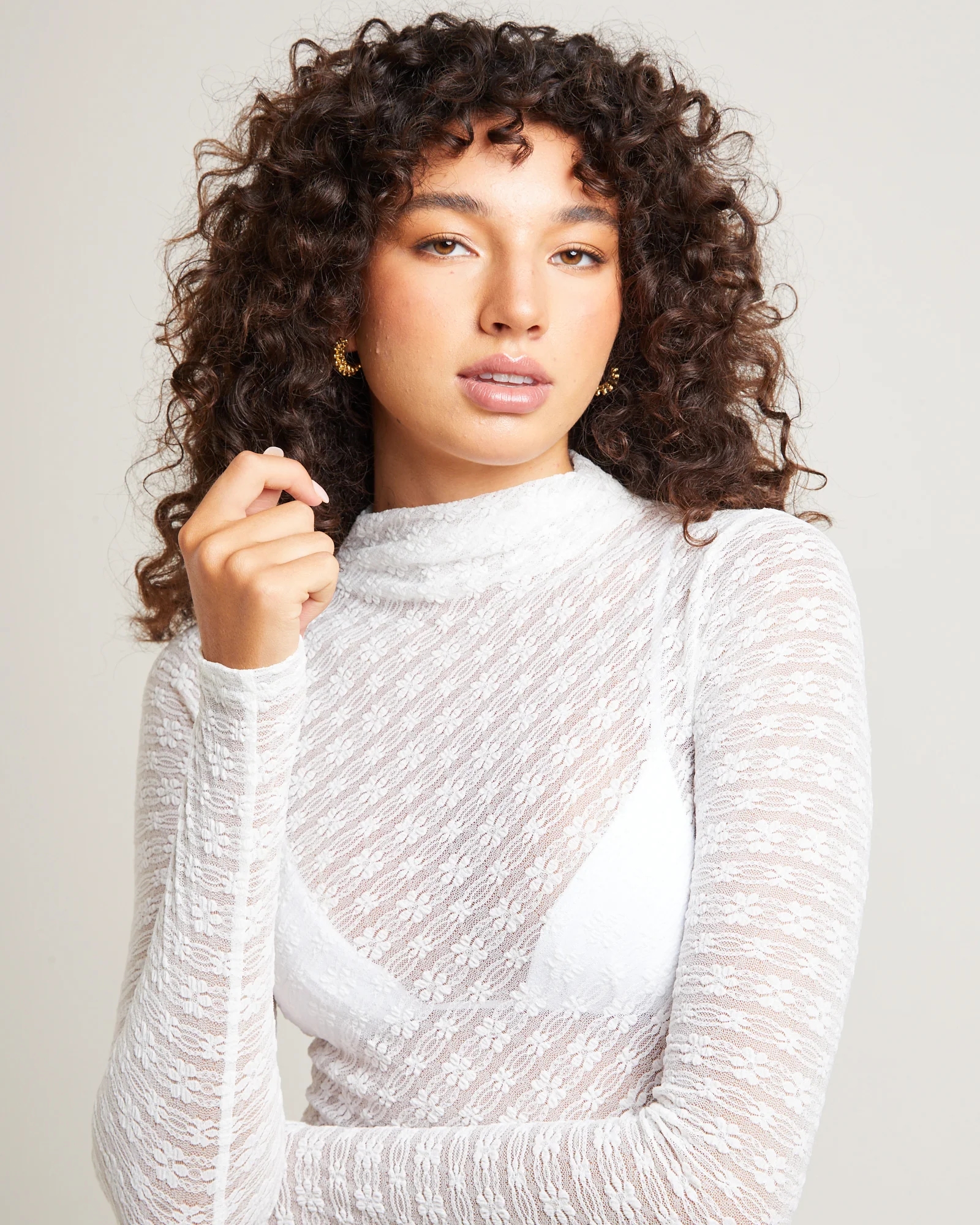 Eleanor Lace Sheer Mini Dress White - Image 6
