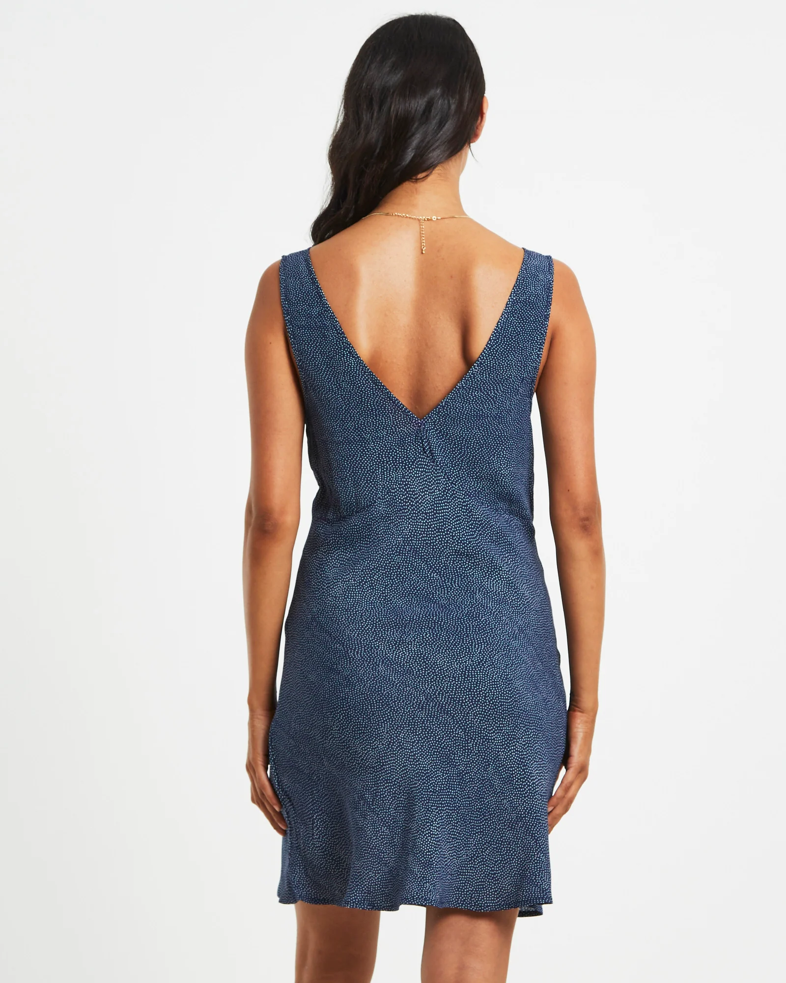 Eliza Spot Mini Dress in Navy - Image 2
