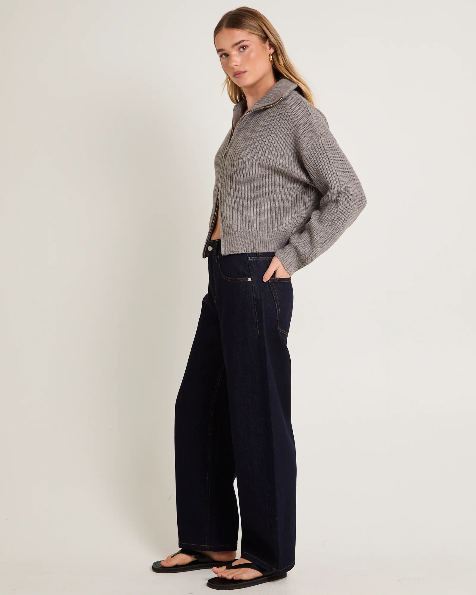 Ellie Double End Zip Longline Cardigan - Image 4