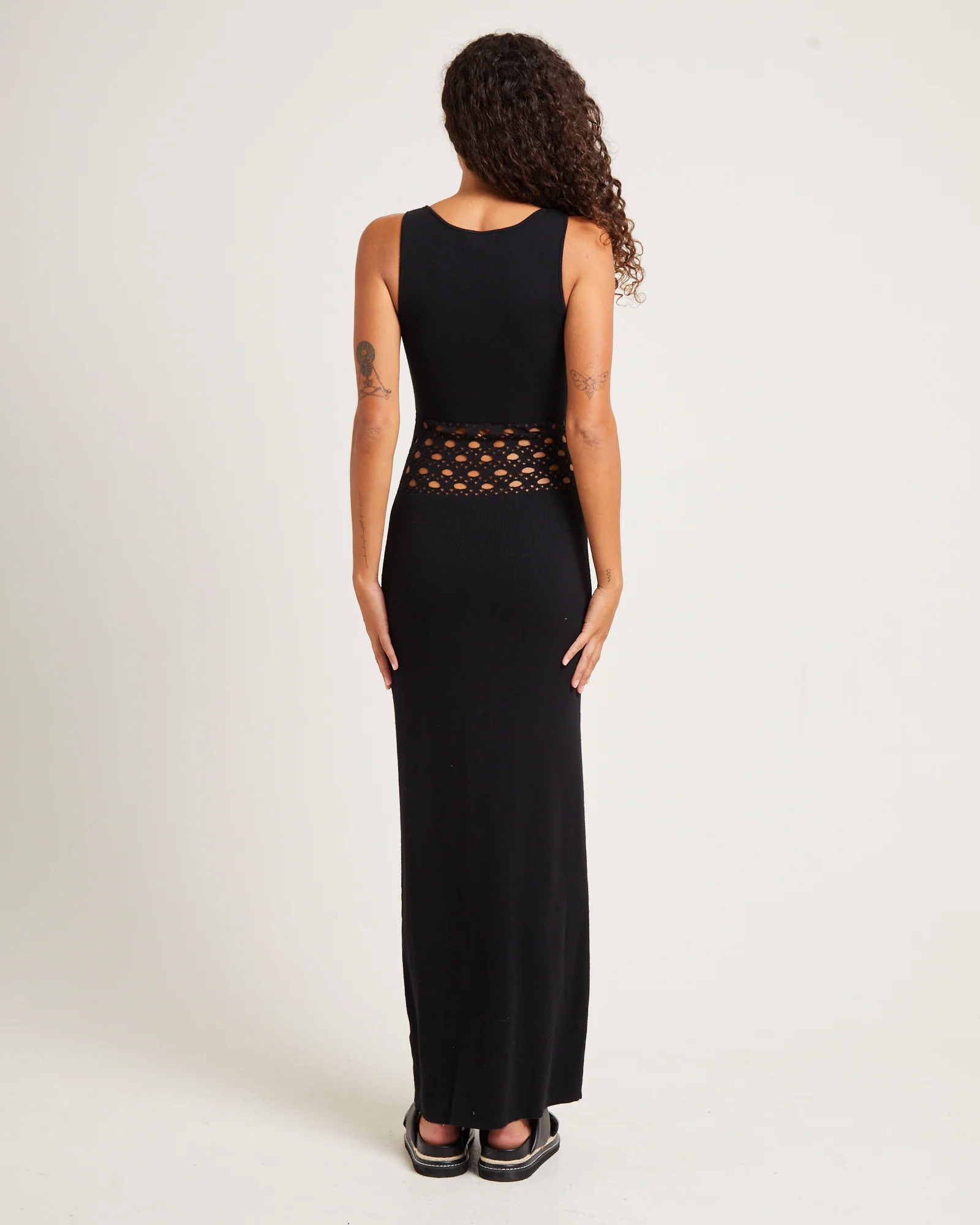 Emelina Crochet Maxi Dress Black - Image 2