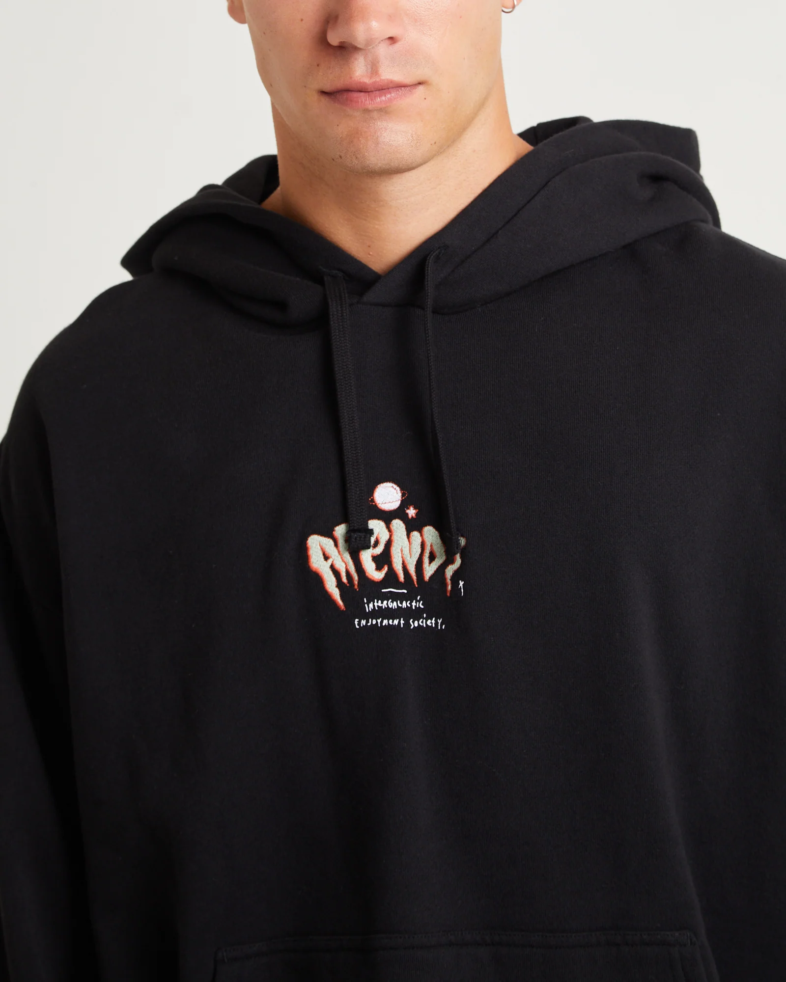 Enjoyment Recycled Pull On Hoodie Black - Image 5