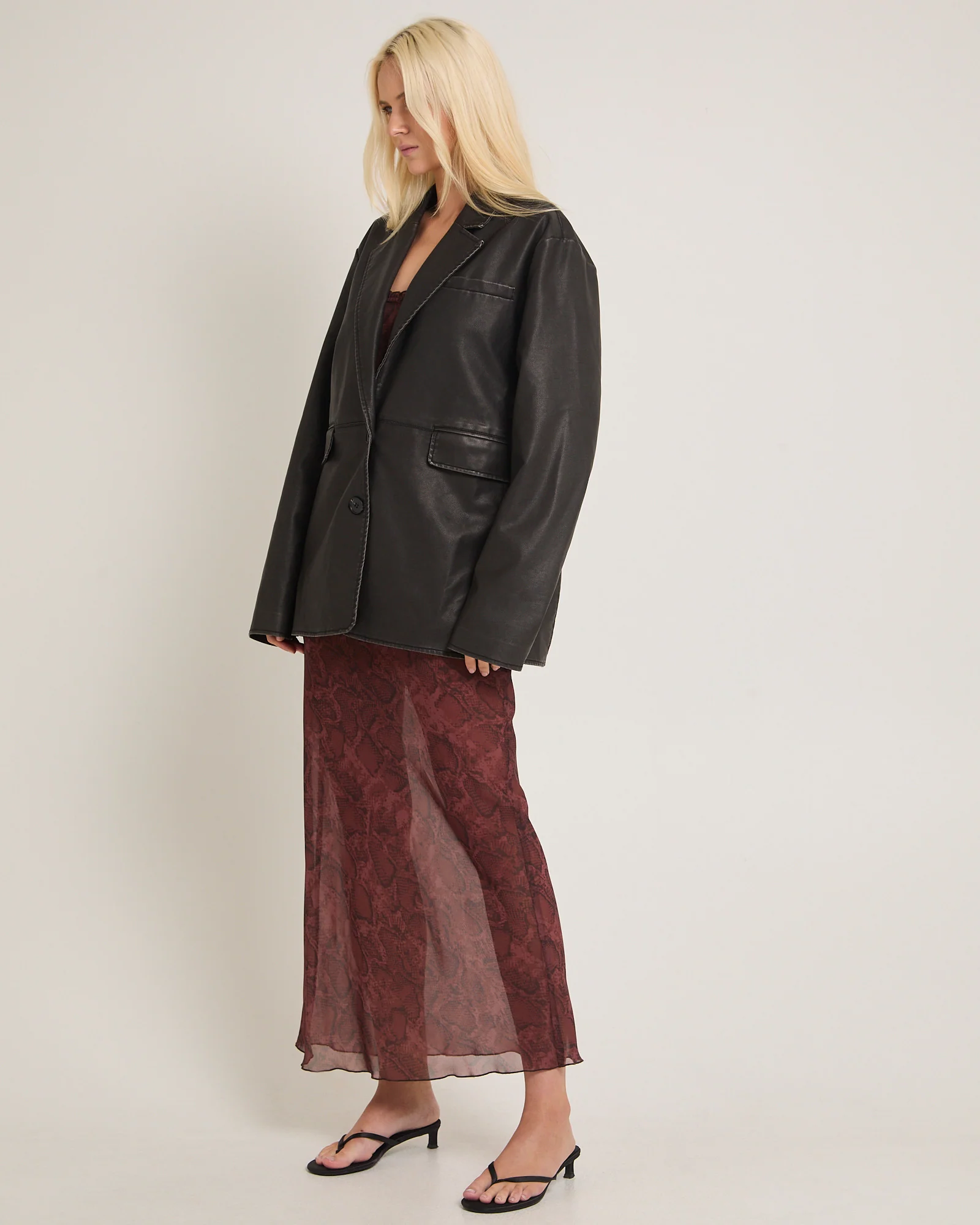Esme Boxy Leather Look Blazer - Image 4