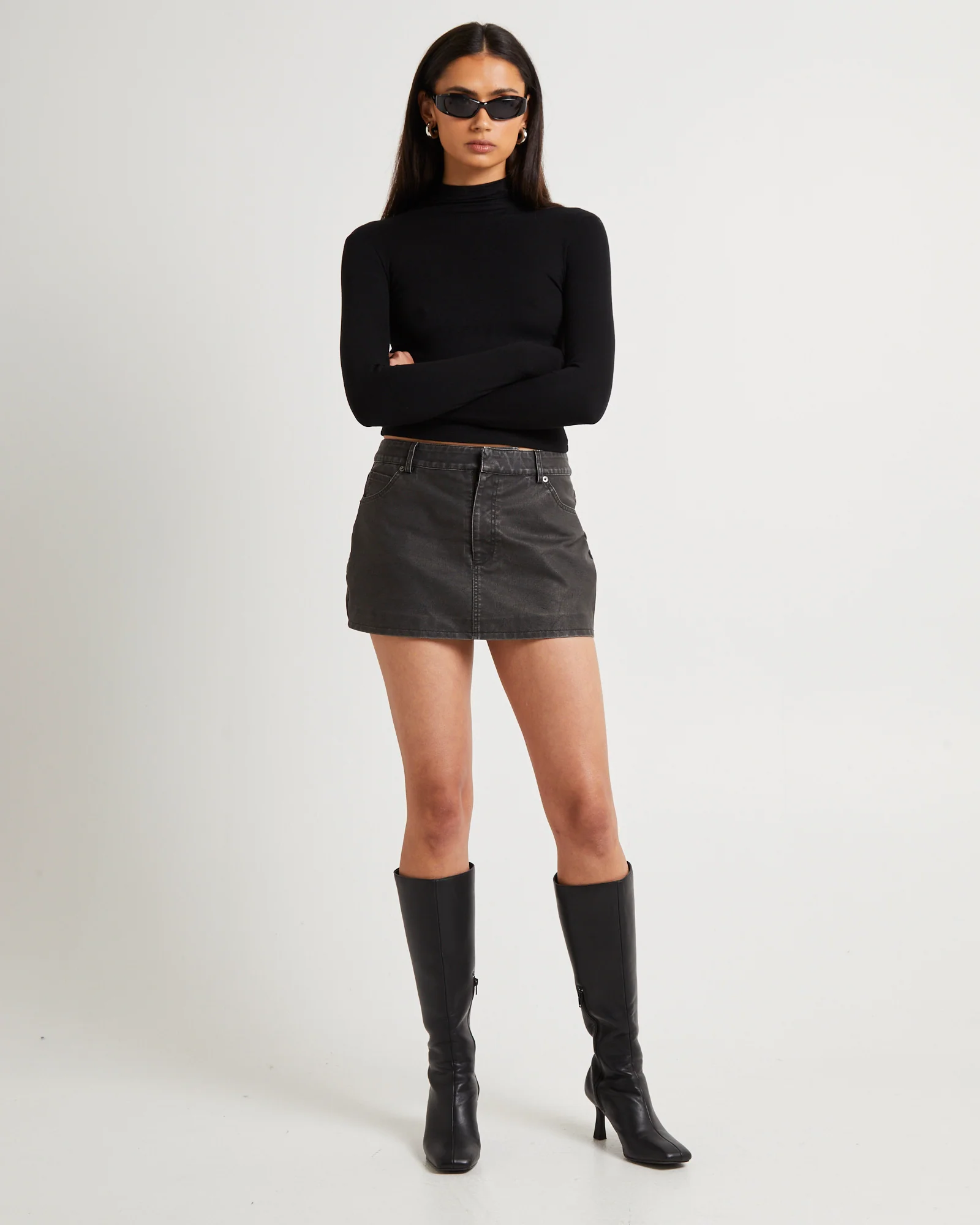 Esme Leather Look Mini Skirt - Image 3