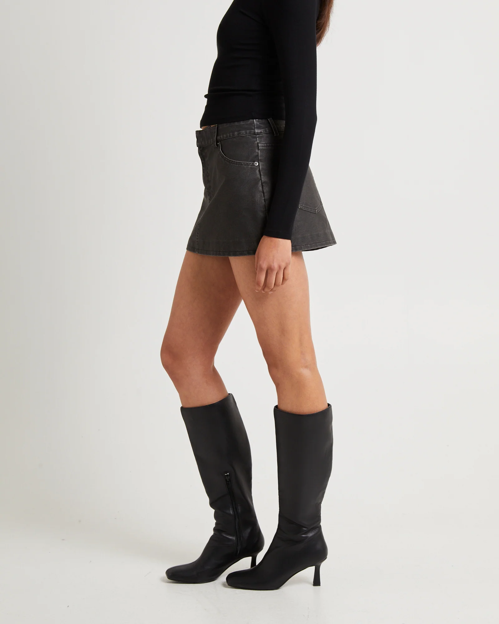 Esme Leather Look Mini Skirt - Image 4