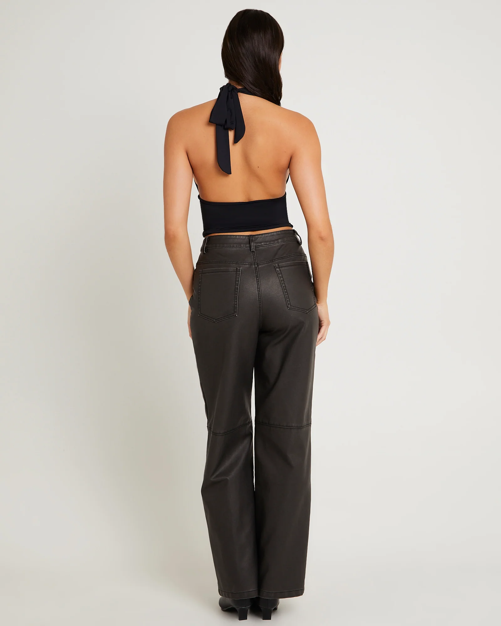 Esme Leather Look Straight Pants - Image 2