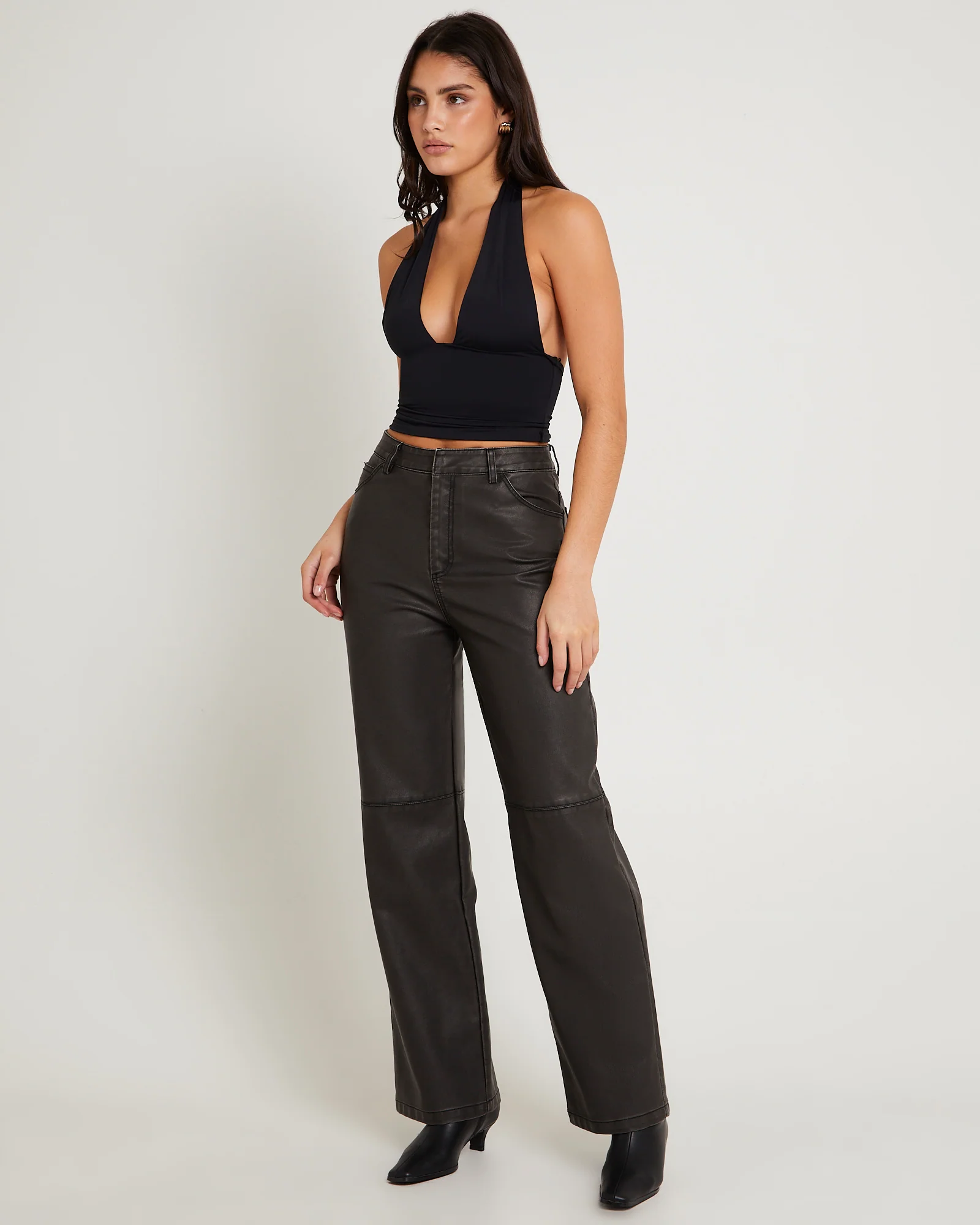 Esme Leather Look Straight Pants - Image 4