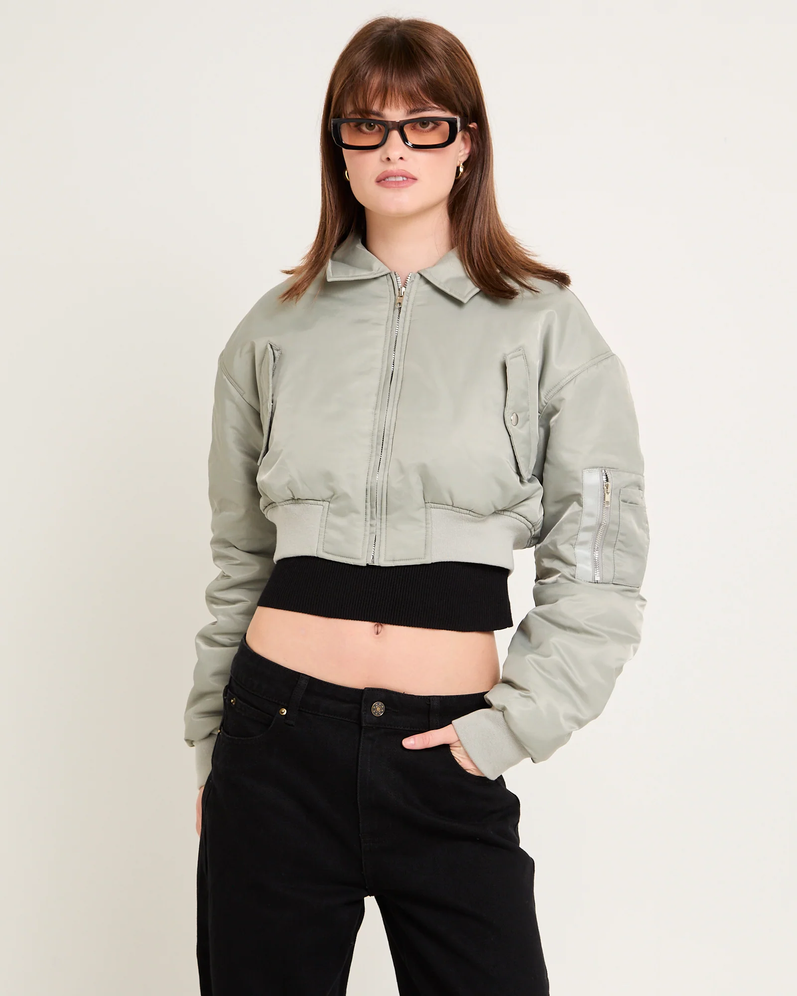 Essential Cropped Bomber Jacket - Image 2