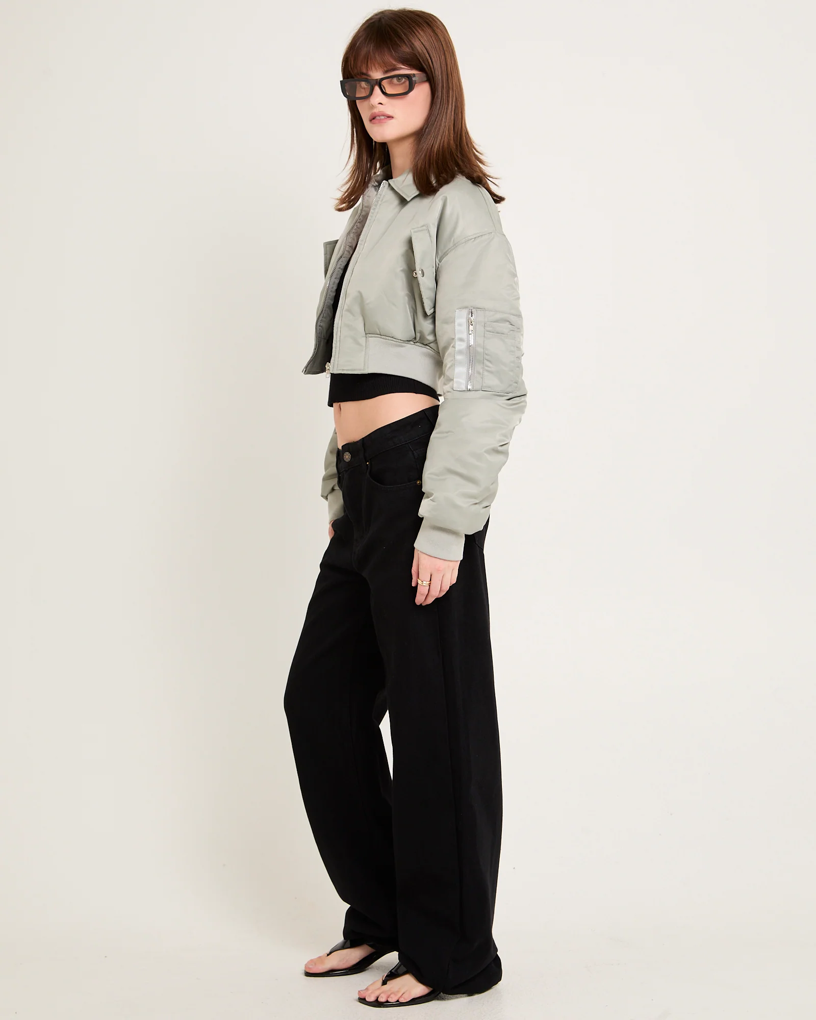 Essential Cropped Bomber Jacket - Image 4