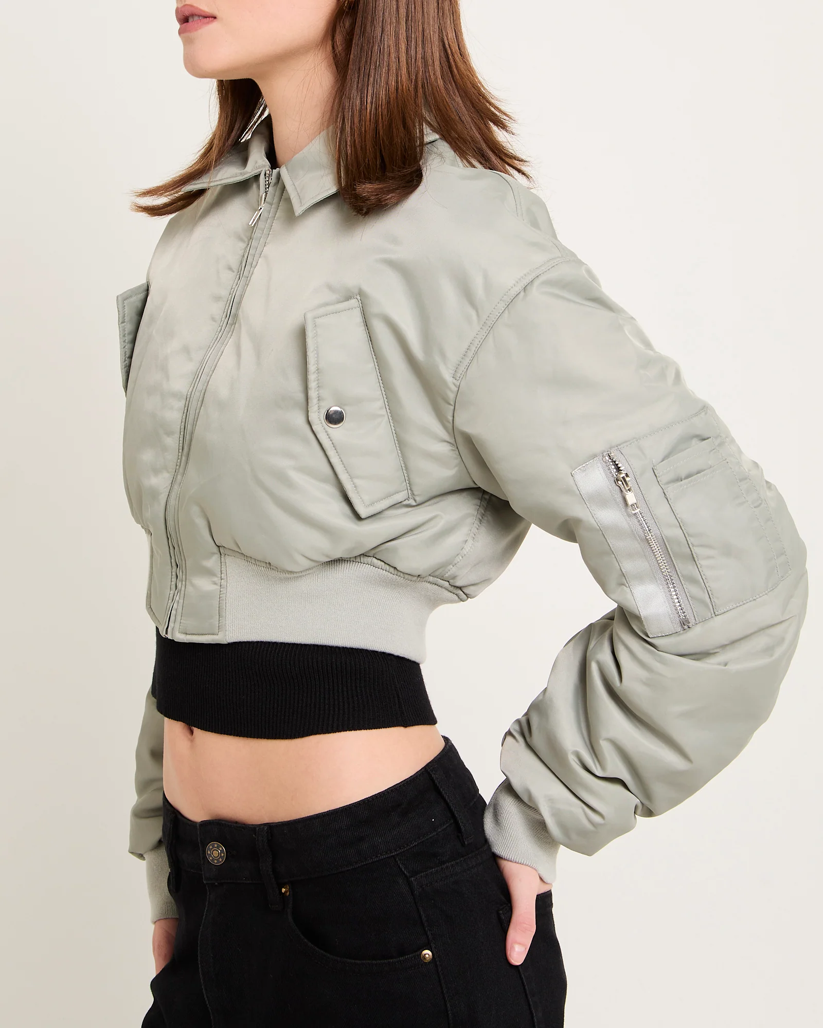 Essential Cropped Bomber Jacket - Image 5