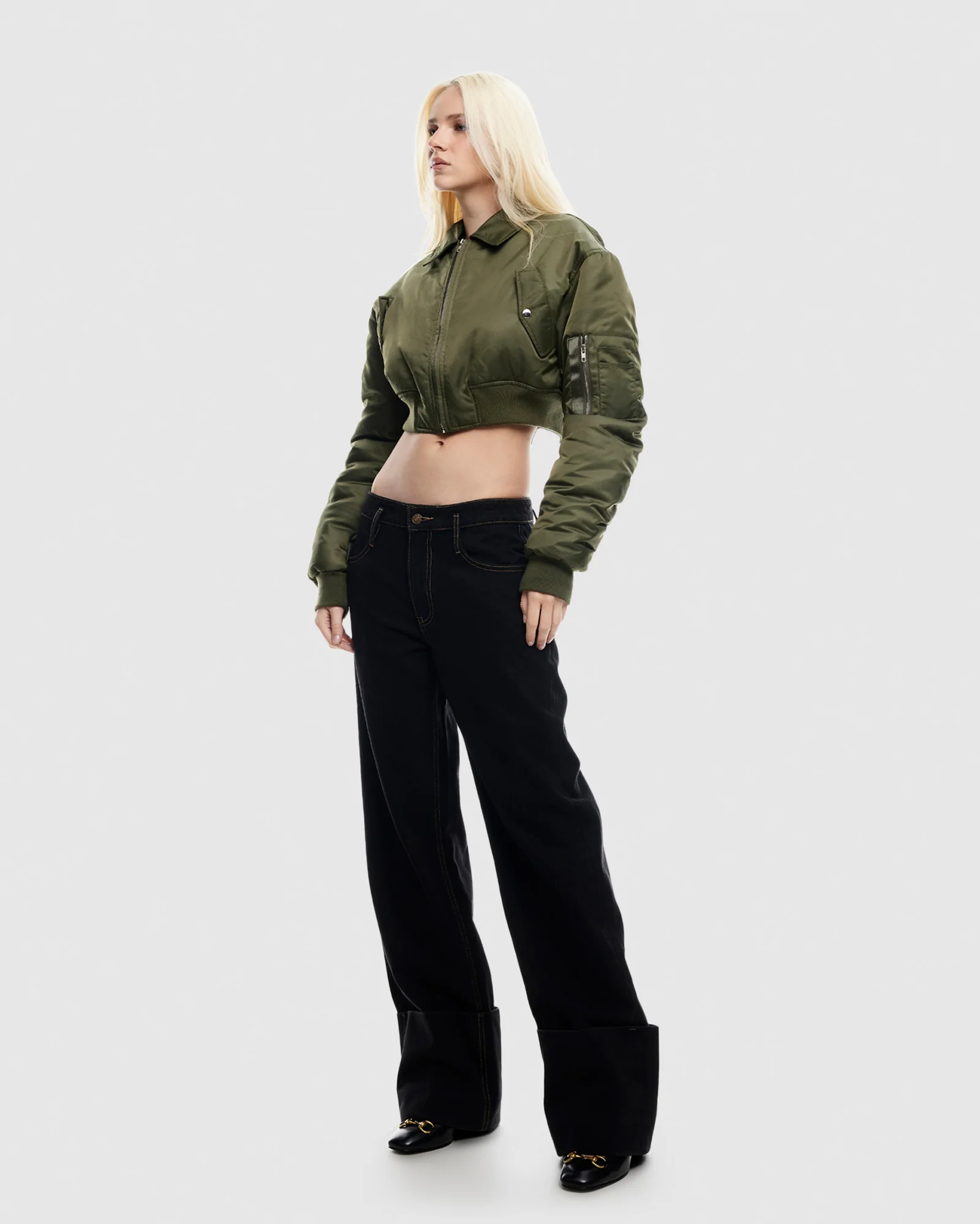 Essential Cropped Bomber Jacket - Image 2