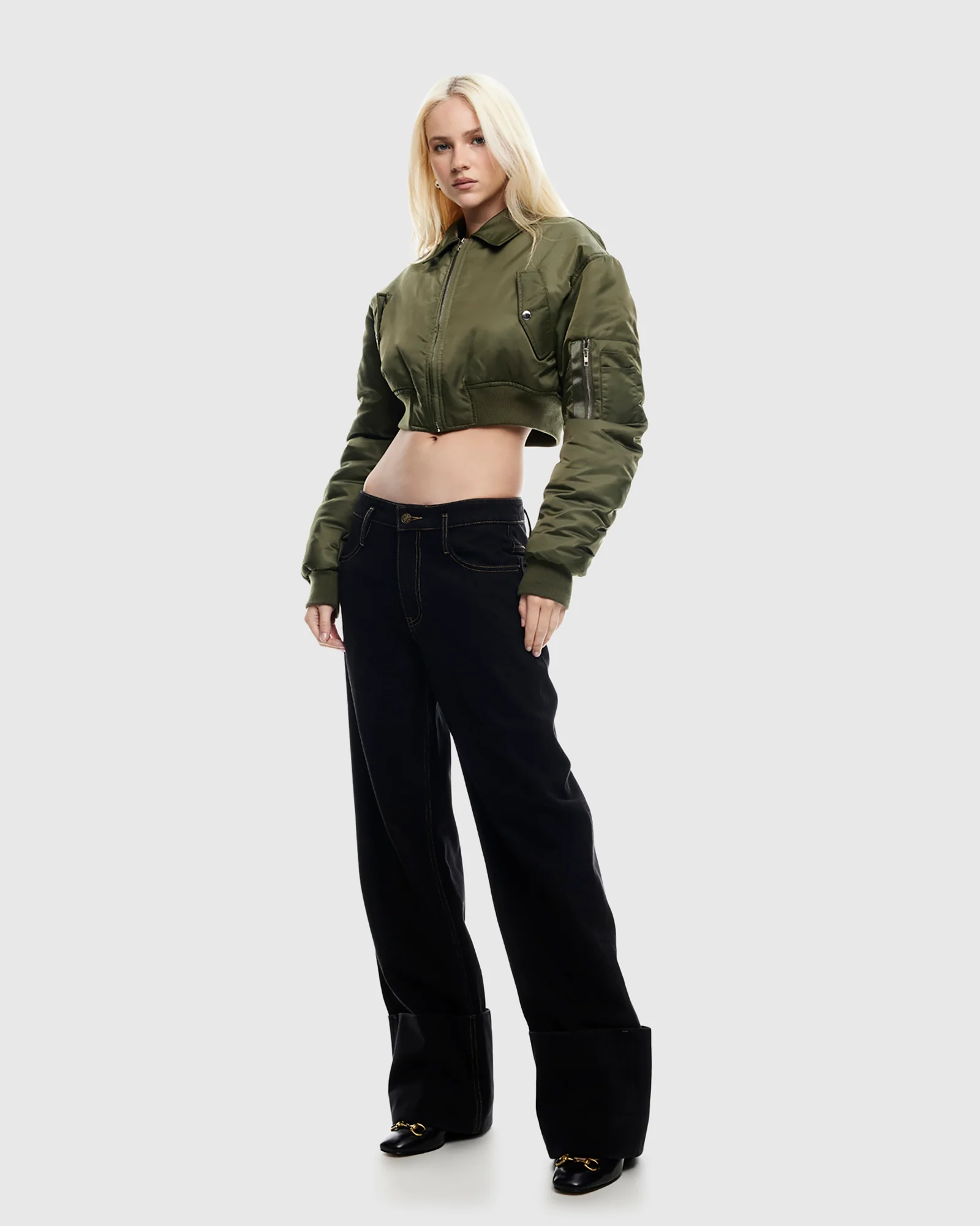 Essential Cropped Bomber Jacket - Image 4