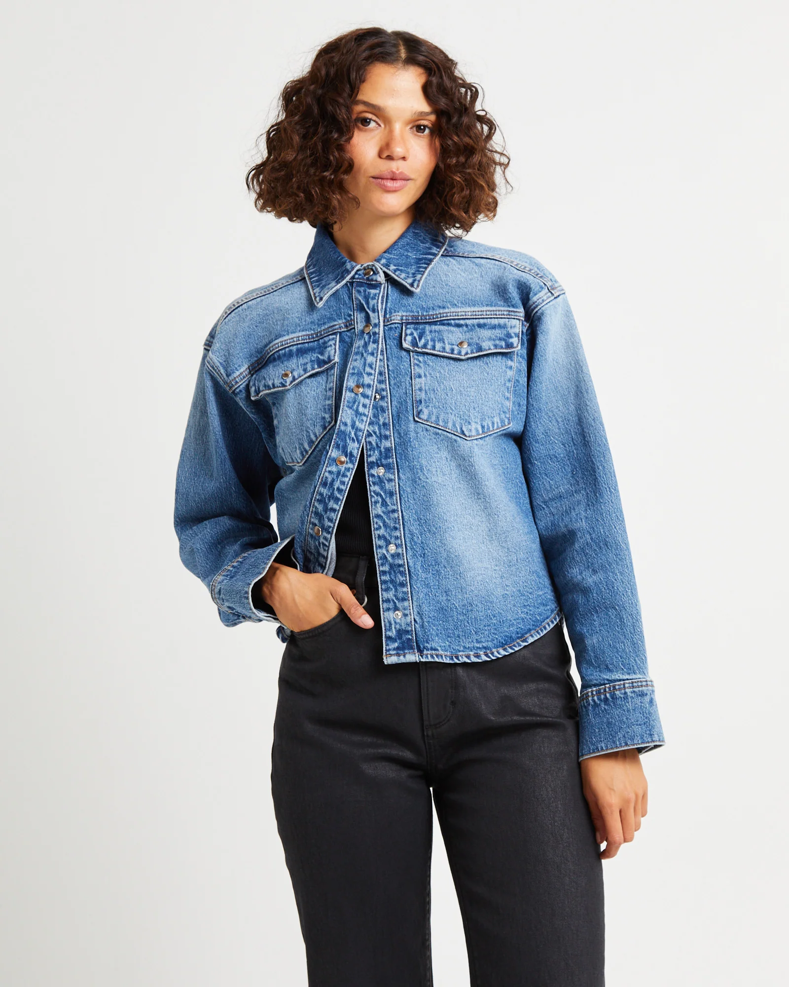Eva Denim Shacket Vintage Indigo - Image 2