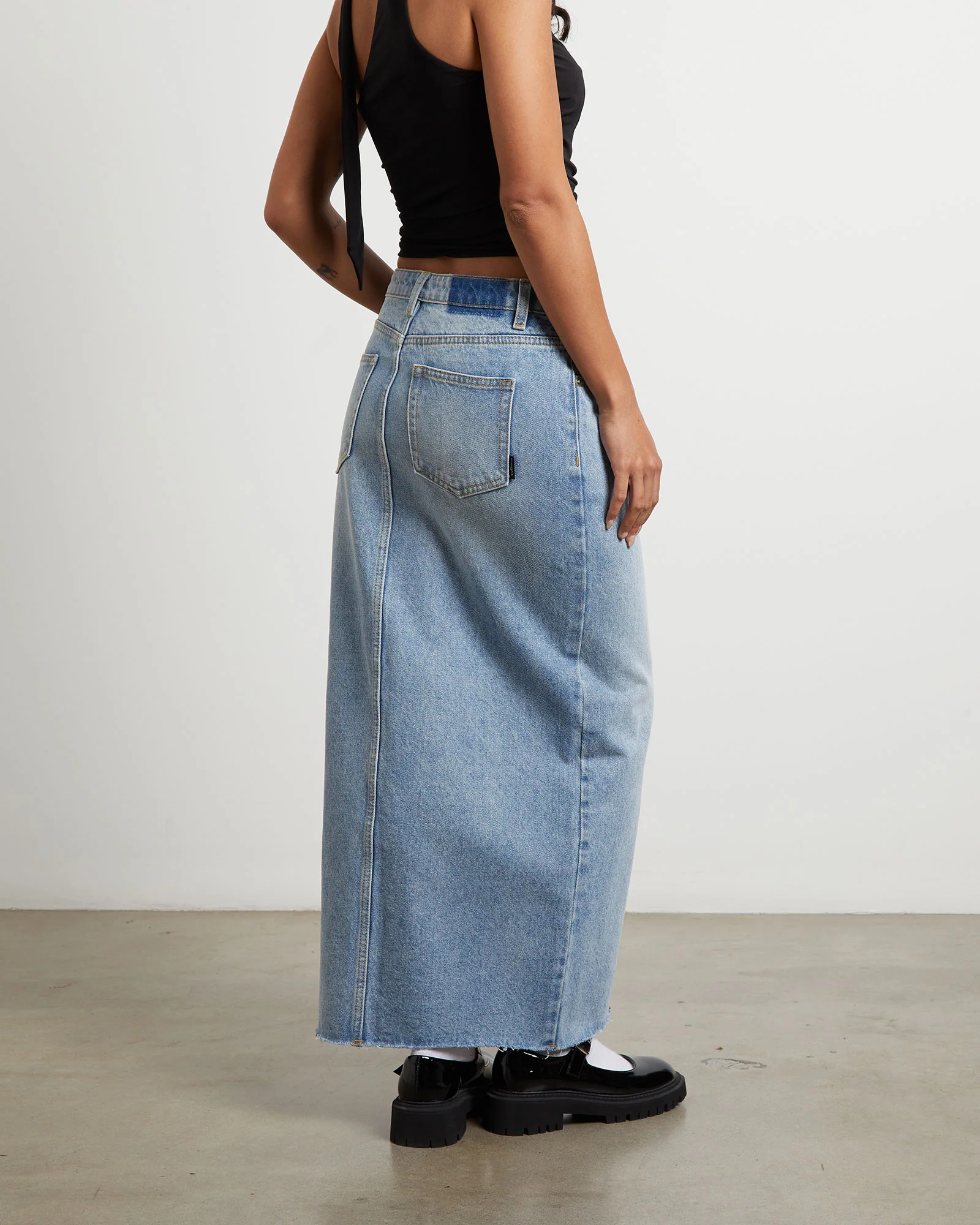 Eva Maxi Denim Skirt Hacker Blue - Image 2