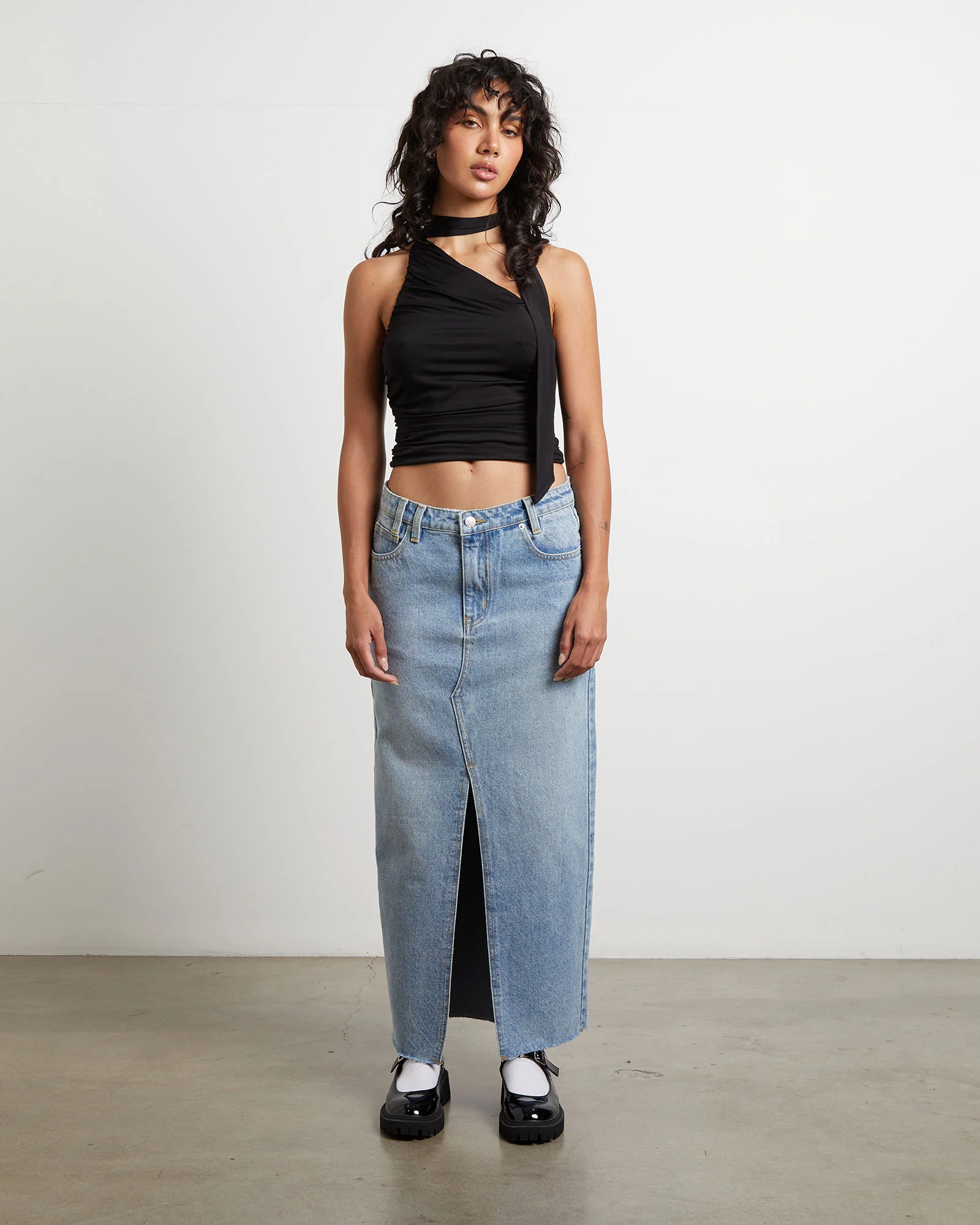 Eva Maxi Denim Skirt Hacker Blue - Image 3
