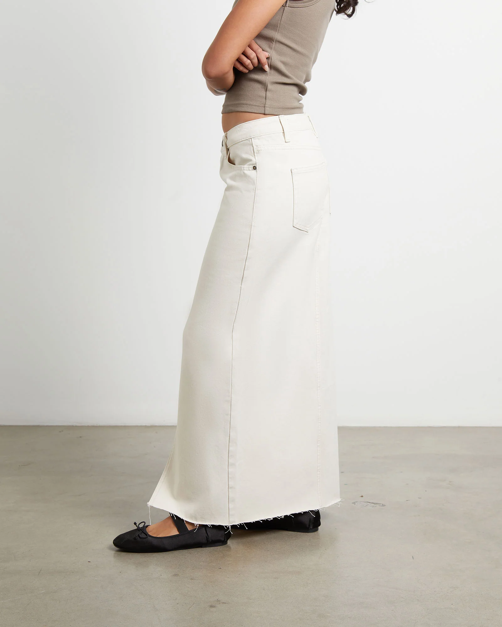 Eva Maxi Denim Skirt in Chalk - Image 4