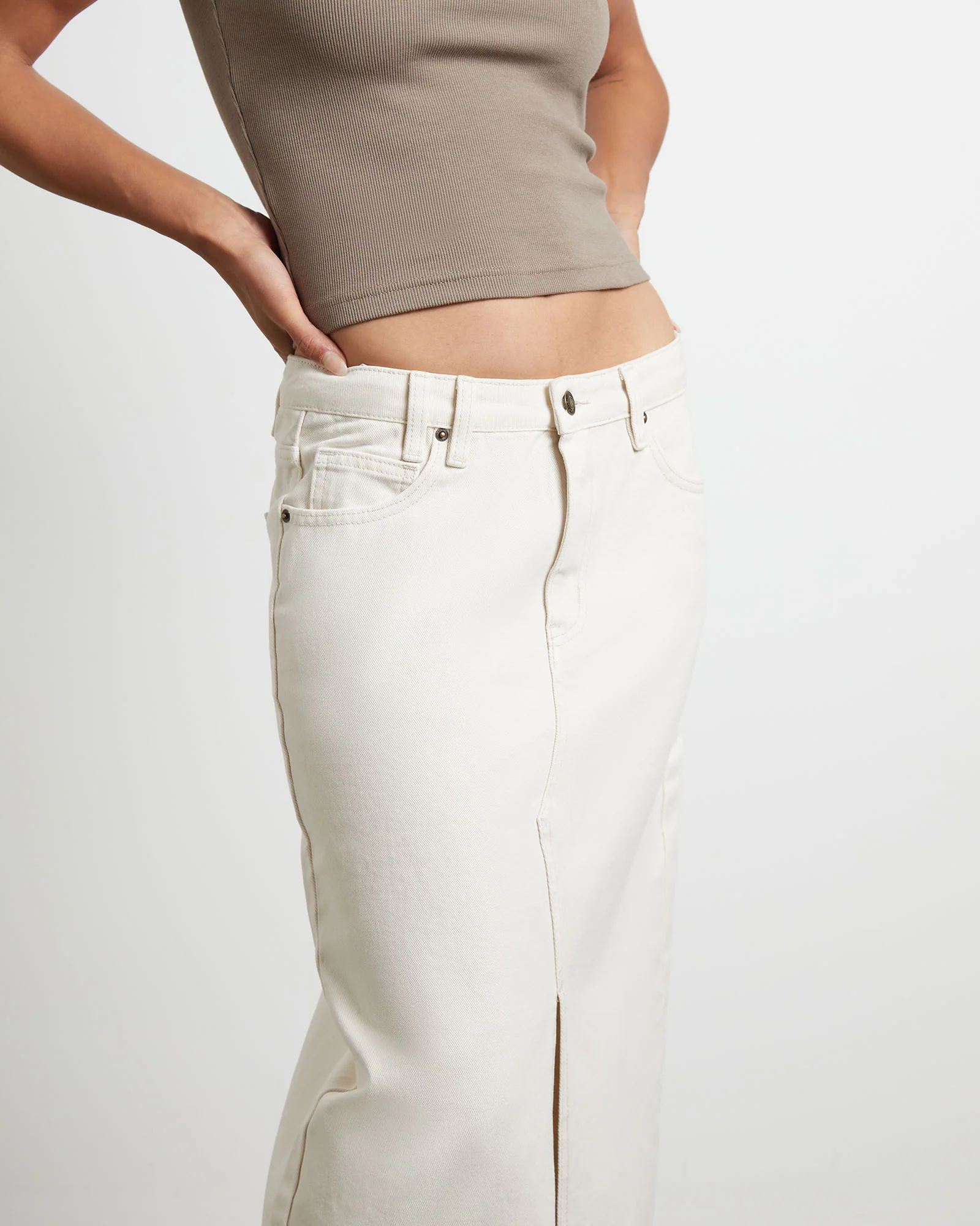 Eva Maxi Denim Skirt in Chalk - Image 5