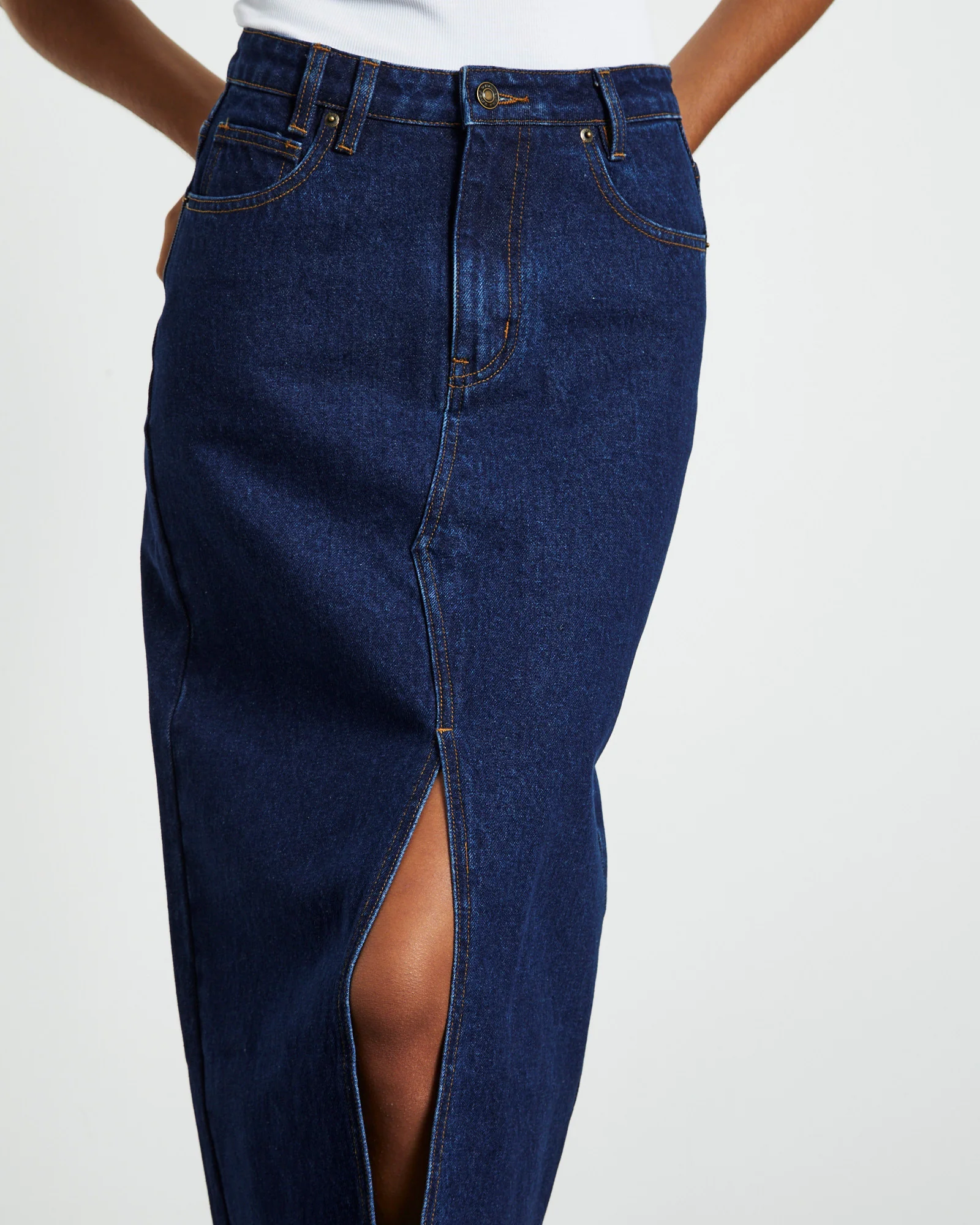 Eva Maxi Denim Skirt Ink Blue - Image 5