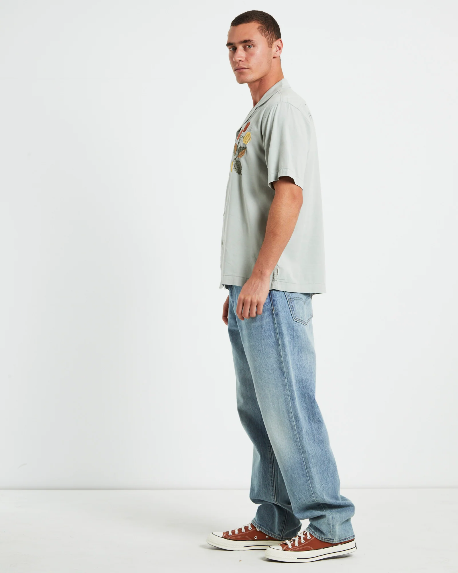 Evora Short Sleeve REsort Shirt in Sage Green - Image 4