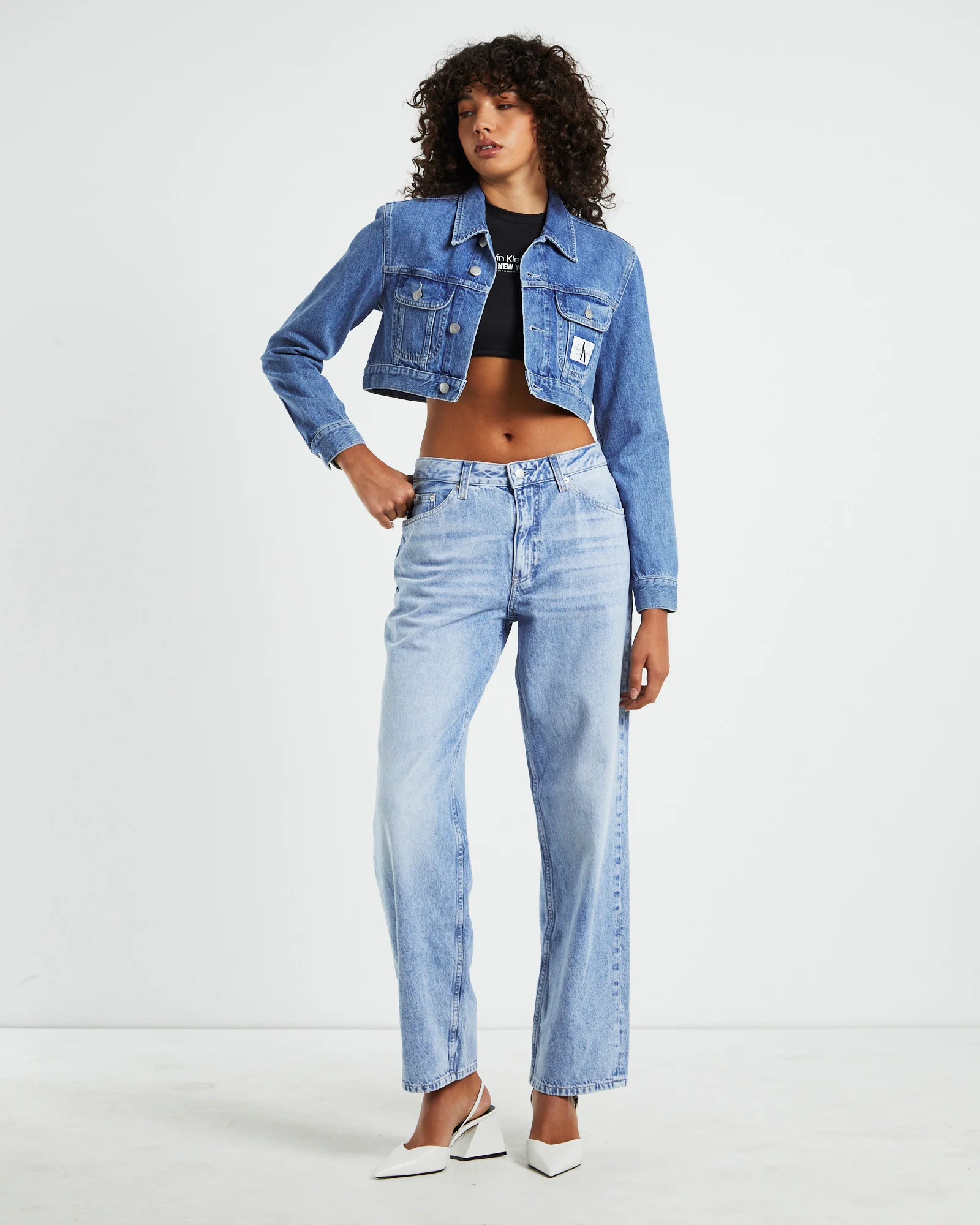 Extreme Cropped 90s Denim Jacket Blue - Image 3