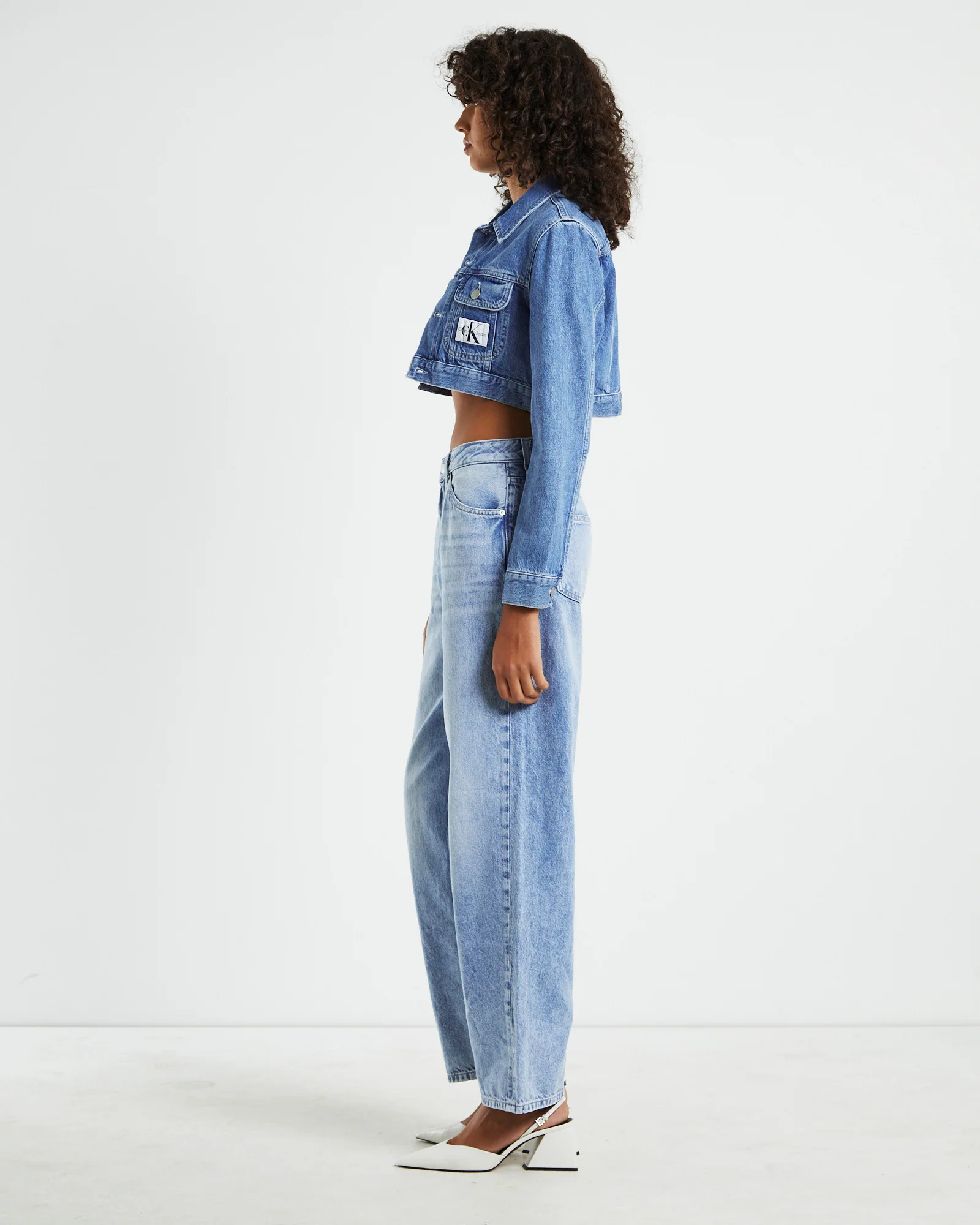 Extreme Cropped 90s Denim Jacket Blue - Image 4