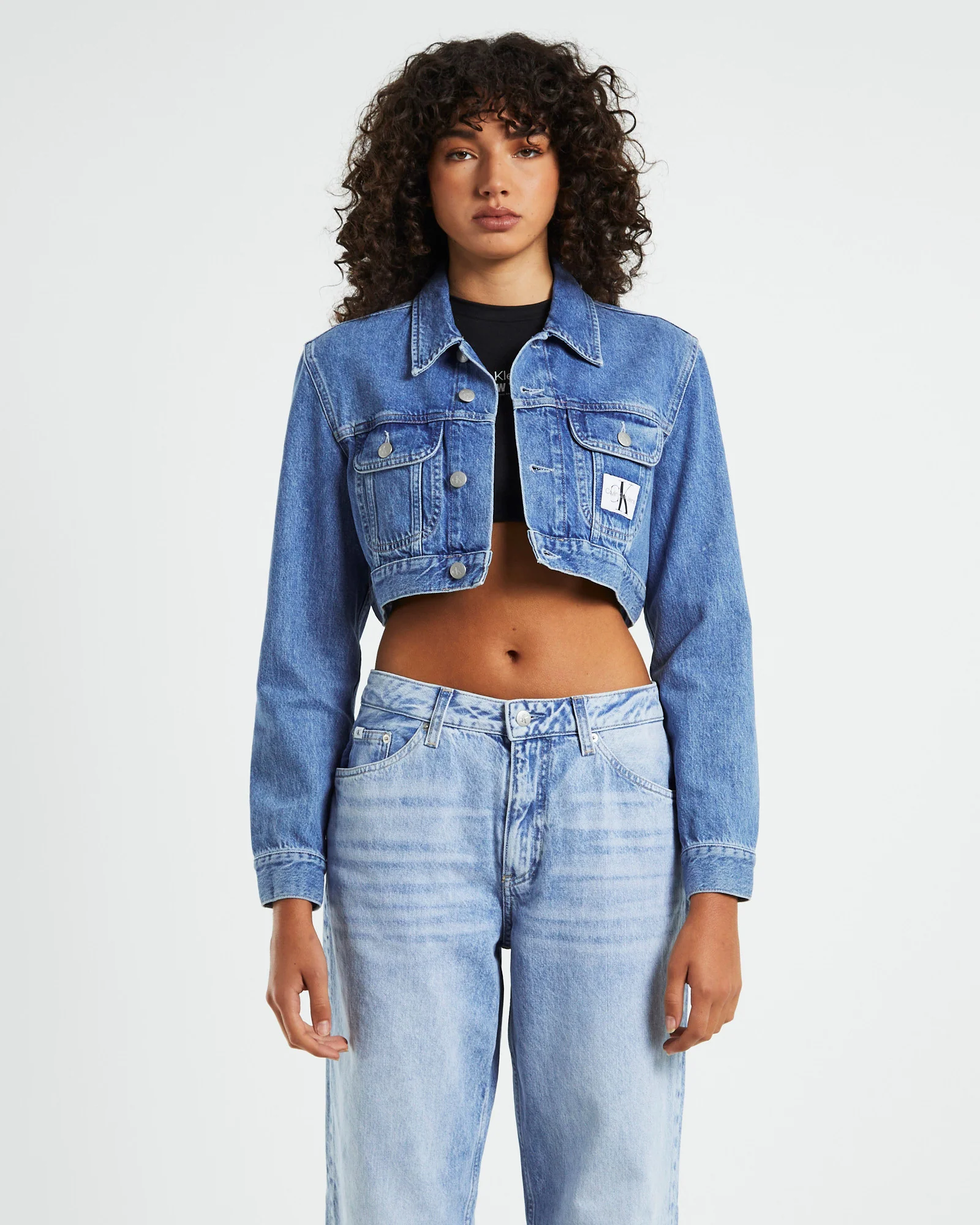 Extreme Cropped 90s Denim Jacket Blue - Image 5