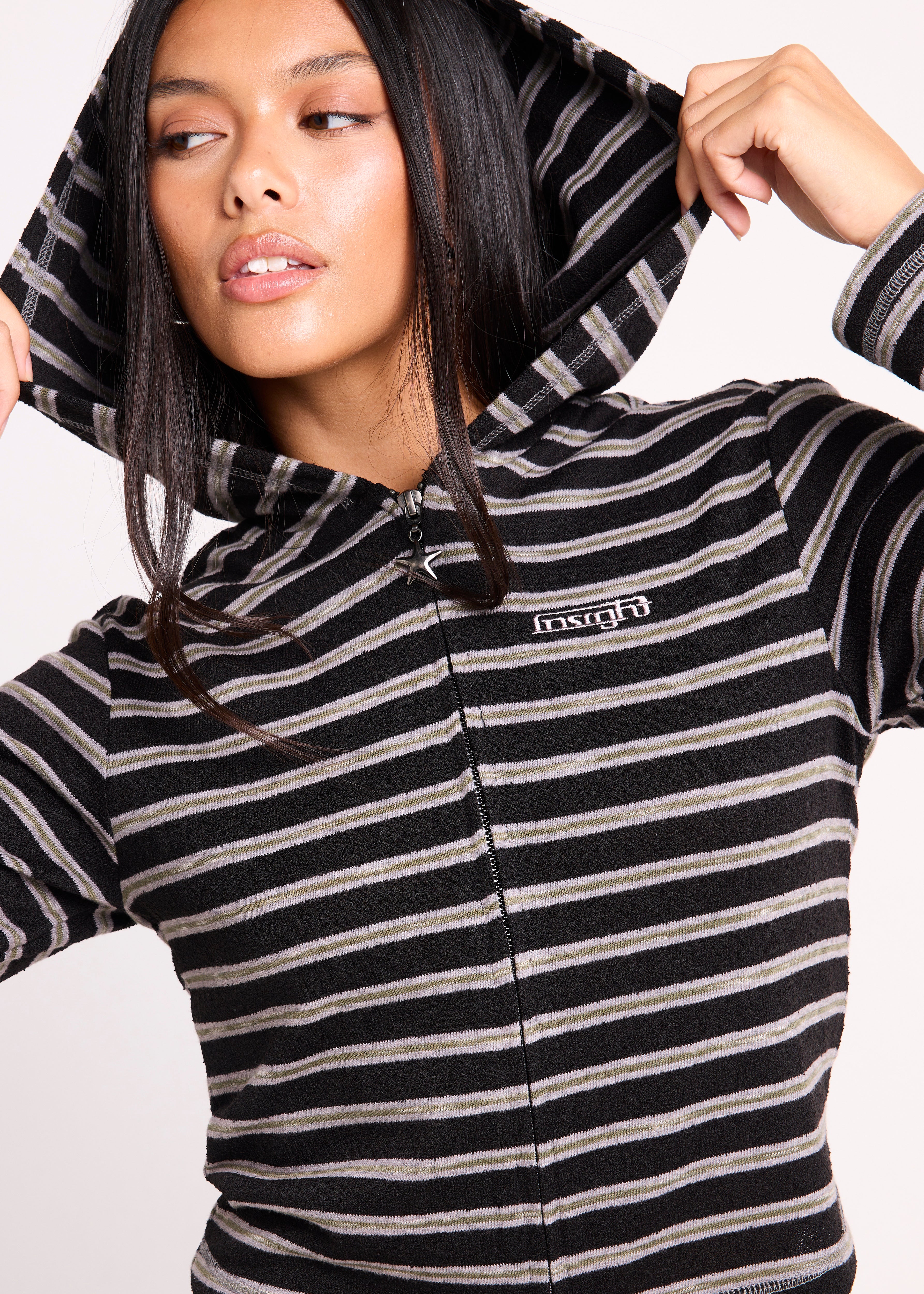 Farrah Stripe Zip Hoody - Image 6