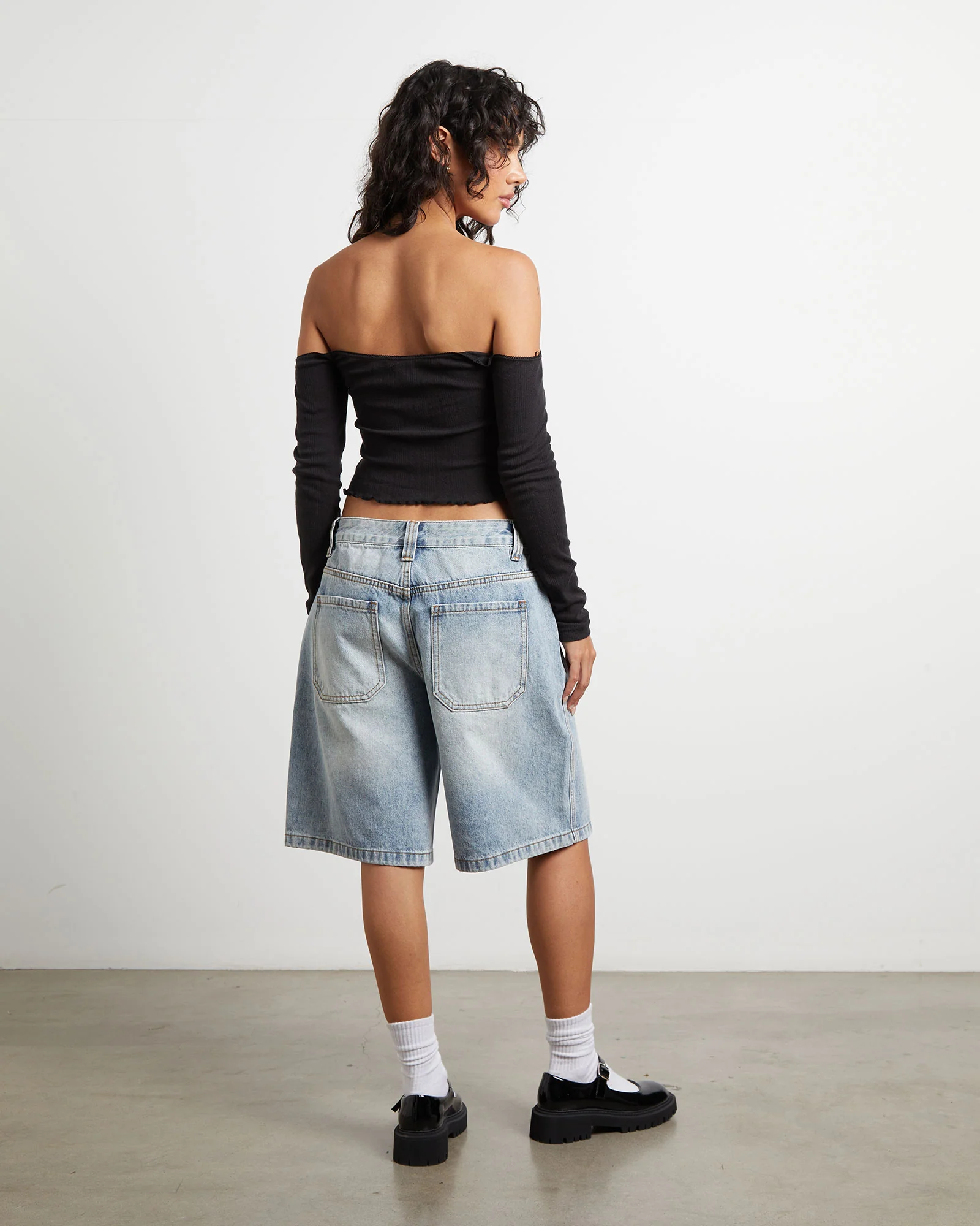 Fate Pointelle Cold Shoulder Tube Top in Black - Image 2
