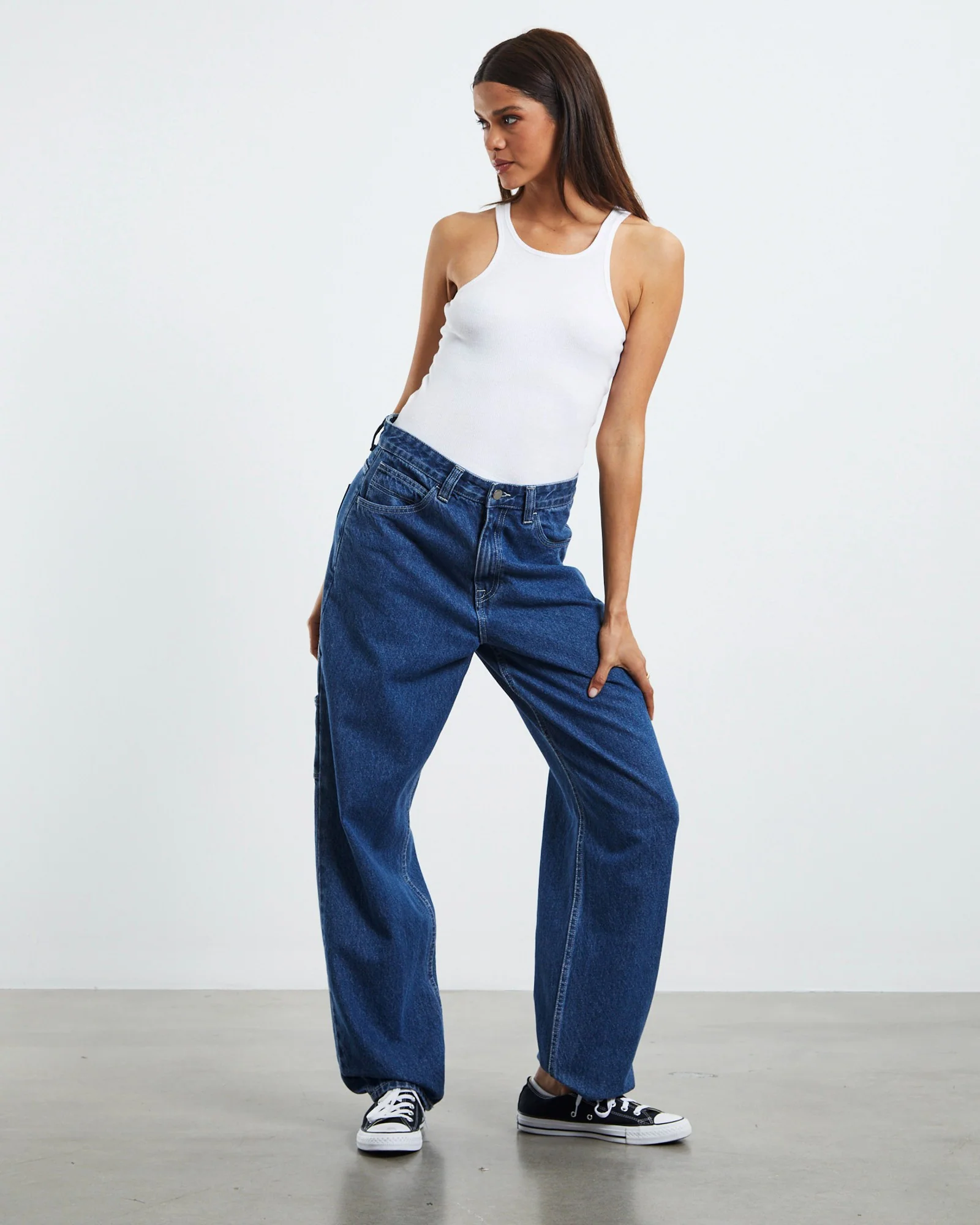 Faye Worker Denim Jeans Pebble Mid Stone - Image 4