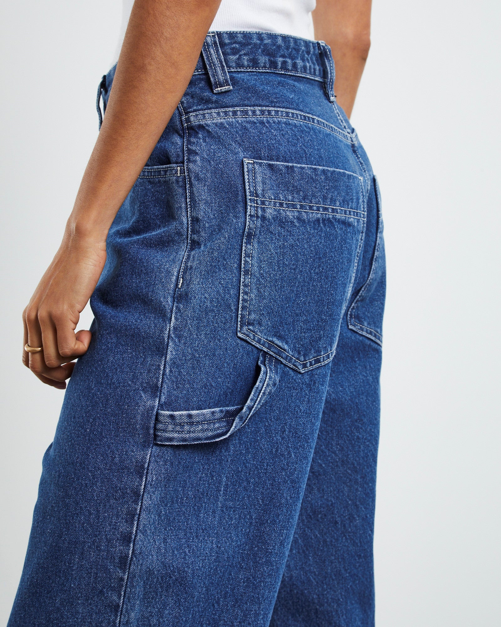 Faye Worker Denim Jeans Pebble Mid Stone - Image 5