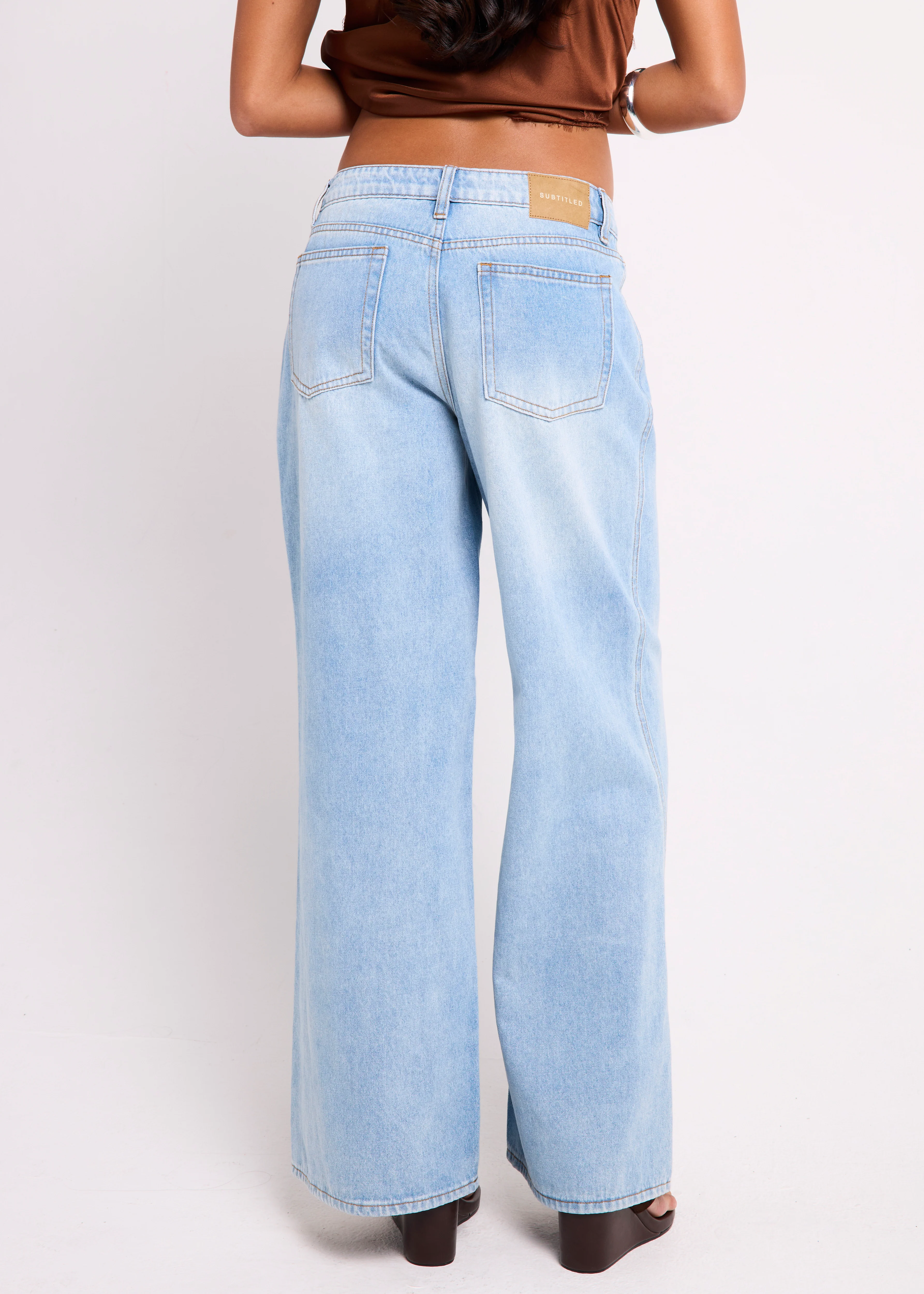 Fez Wide Leg Flare Denim Pants - Image 2