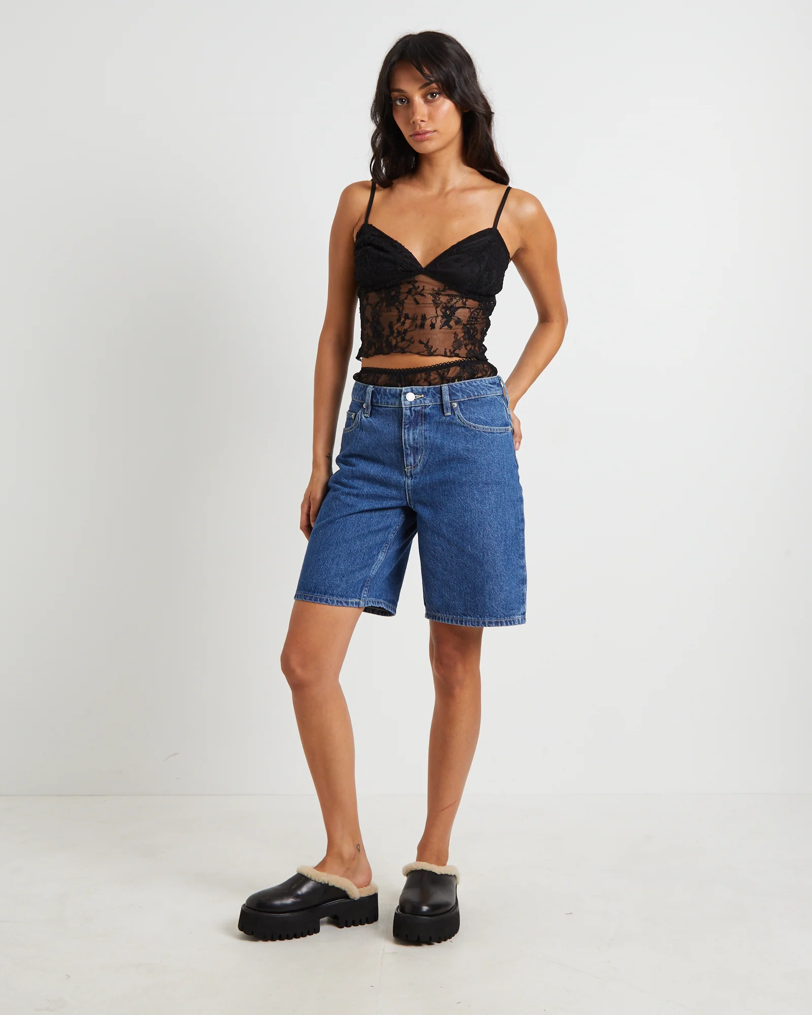 Fifi Fine Lace Ruffle Brief Shorts in Black - Image 4