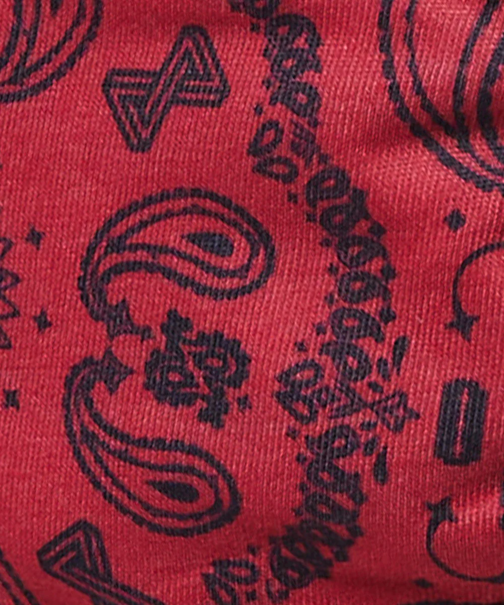 Fitted Paisley Face Mask Black Red - Image 3