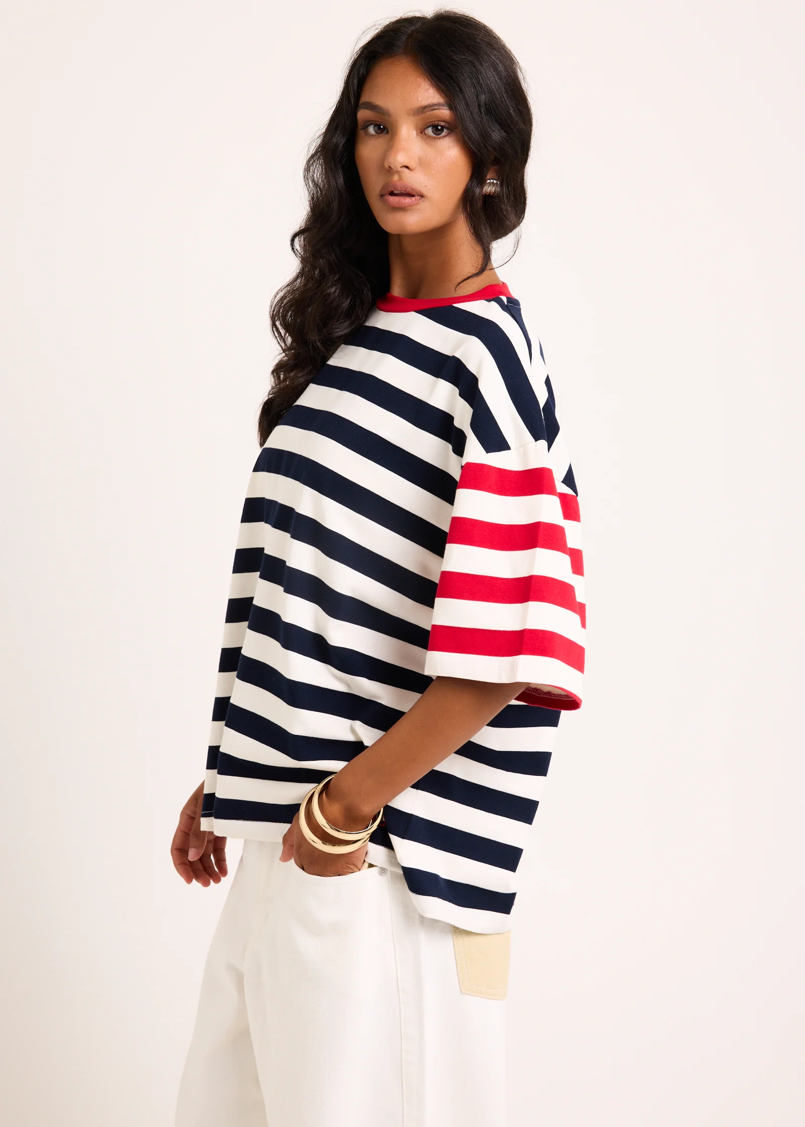 Fitzroy Stripes Oversized Short Sleeve T-Shirt - Image 3