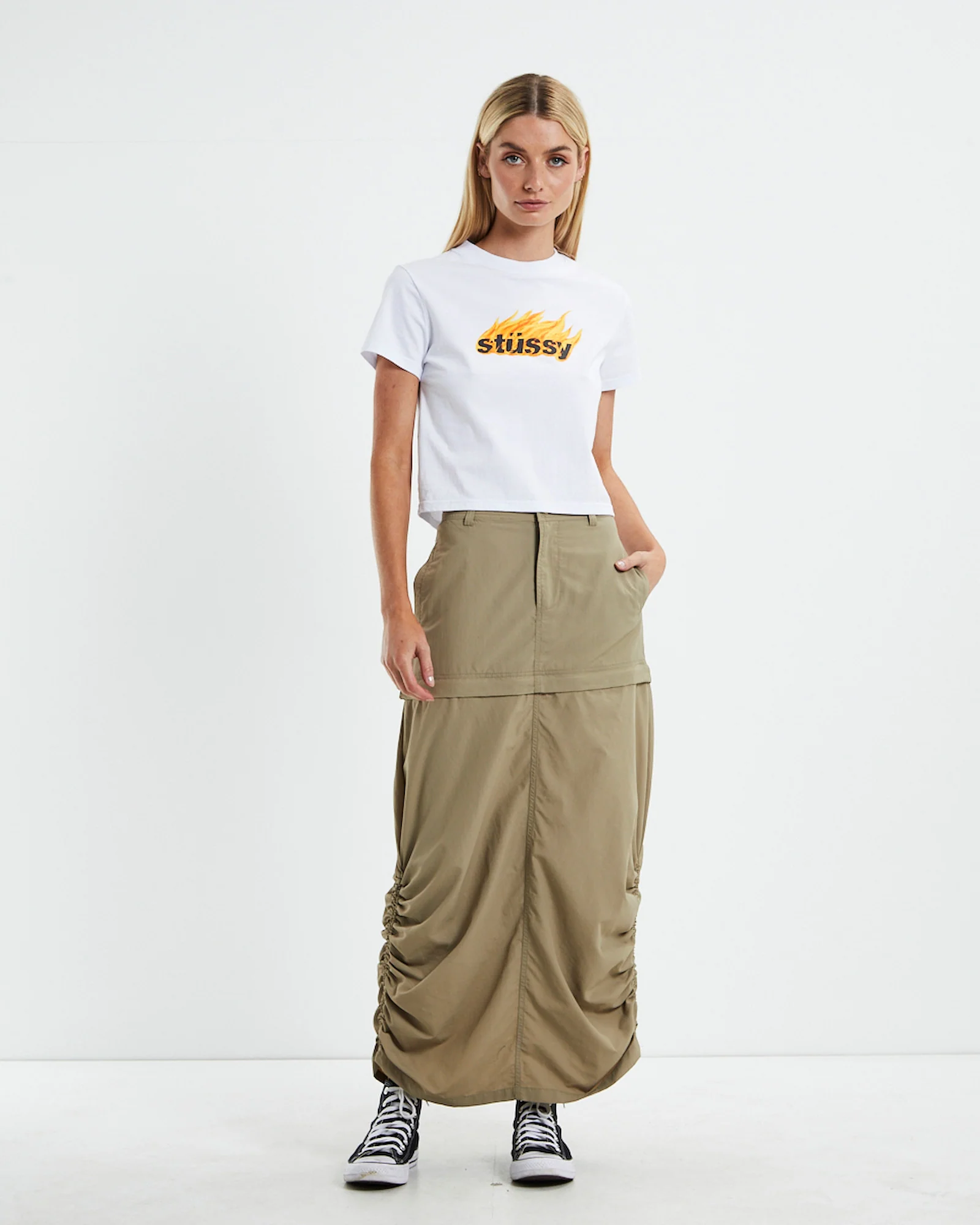 Flames Slim T-Shirt White - Image 3