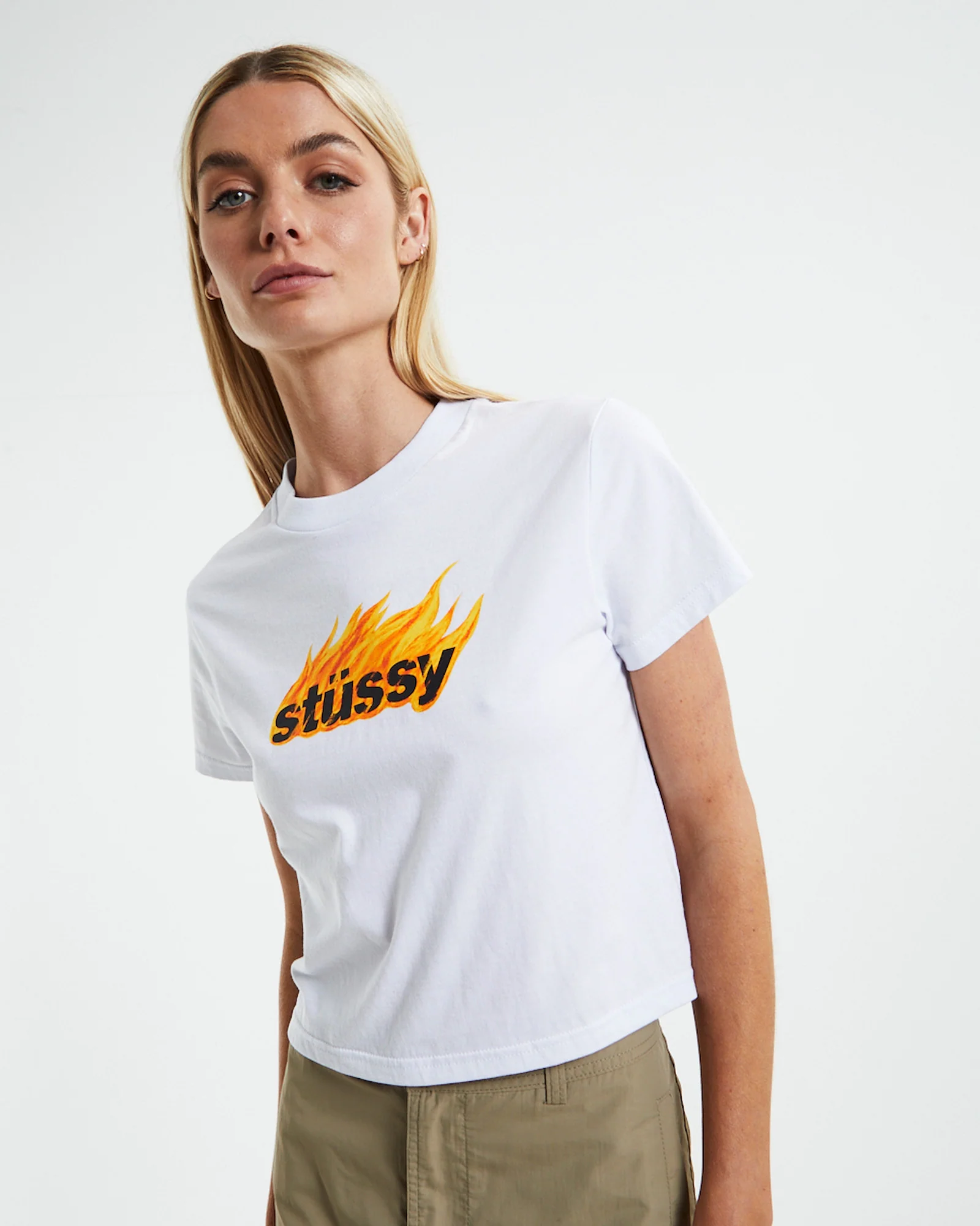 Flames Slim T-Shirt White - Image 6