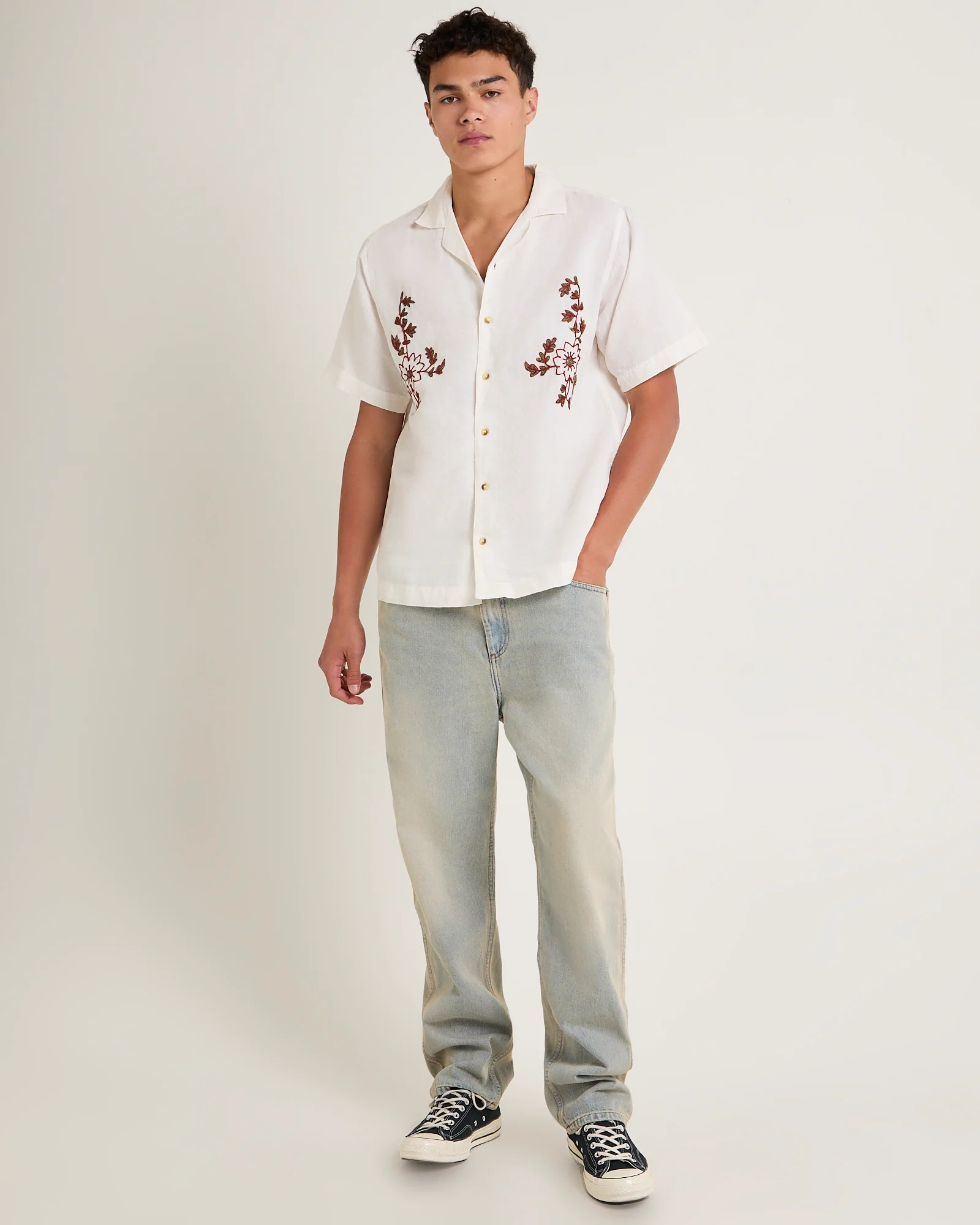 Floral Embroider Bowler Shirt - Image 3