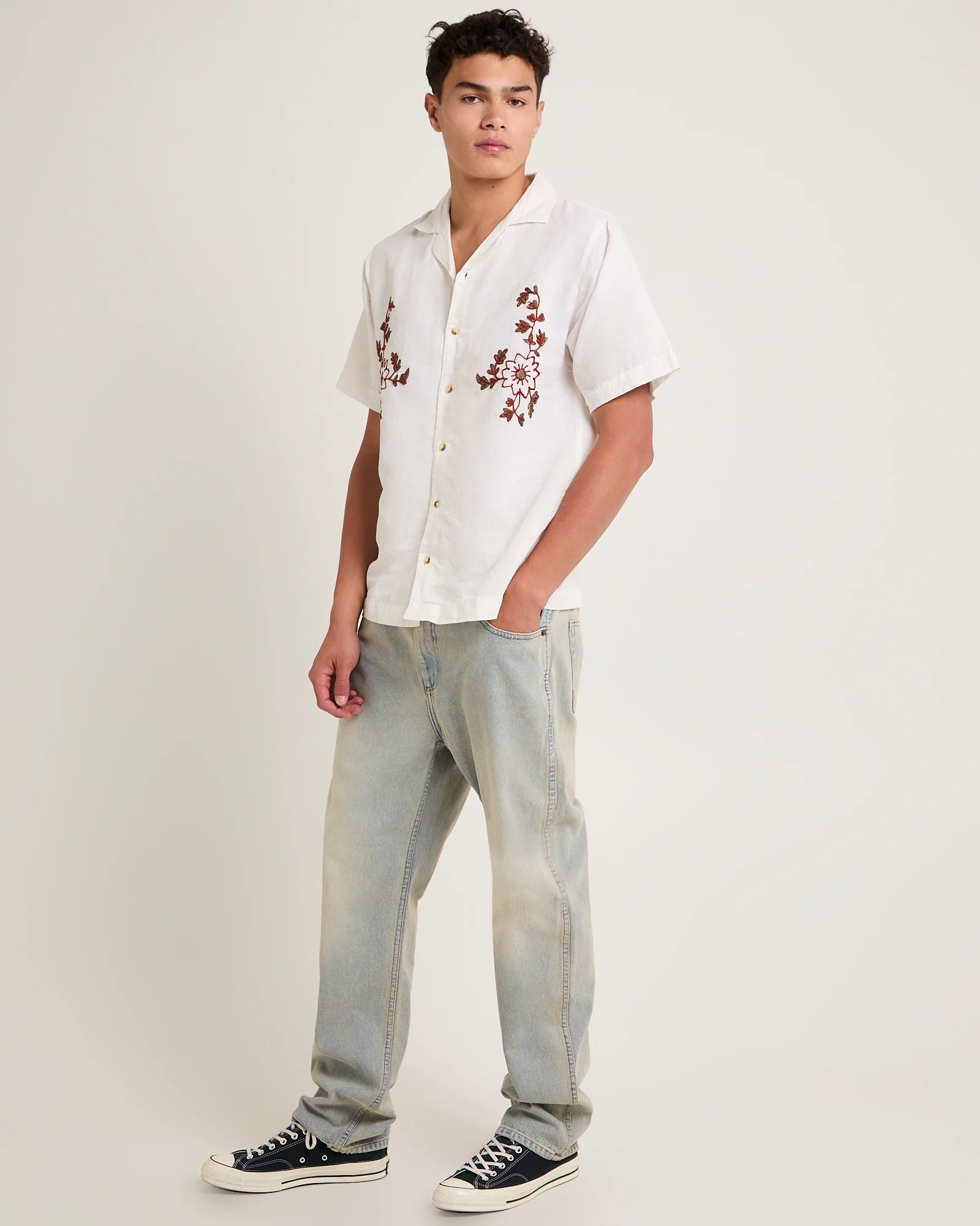 Floral Embroider Bowler Shirt - Image 4