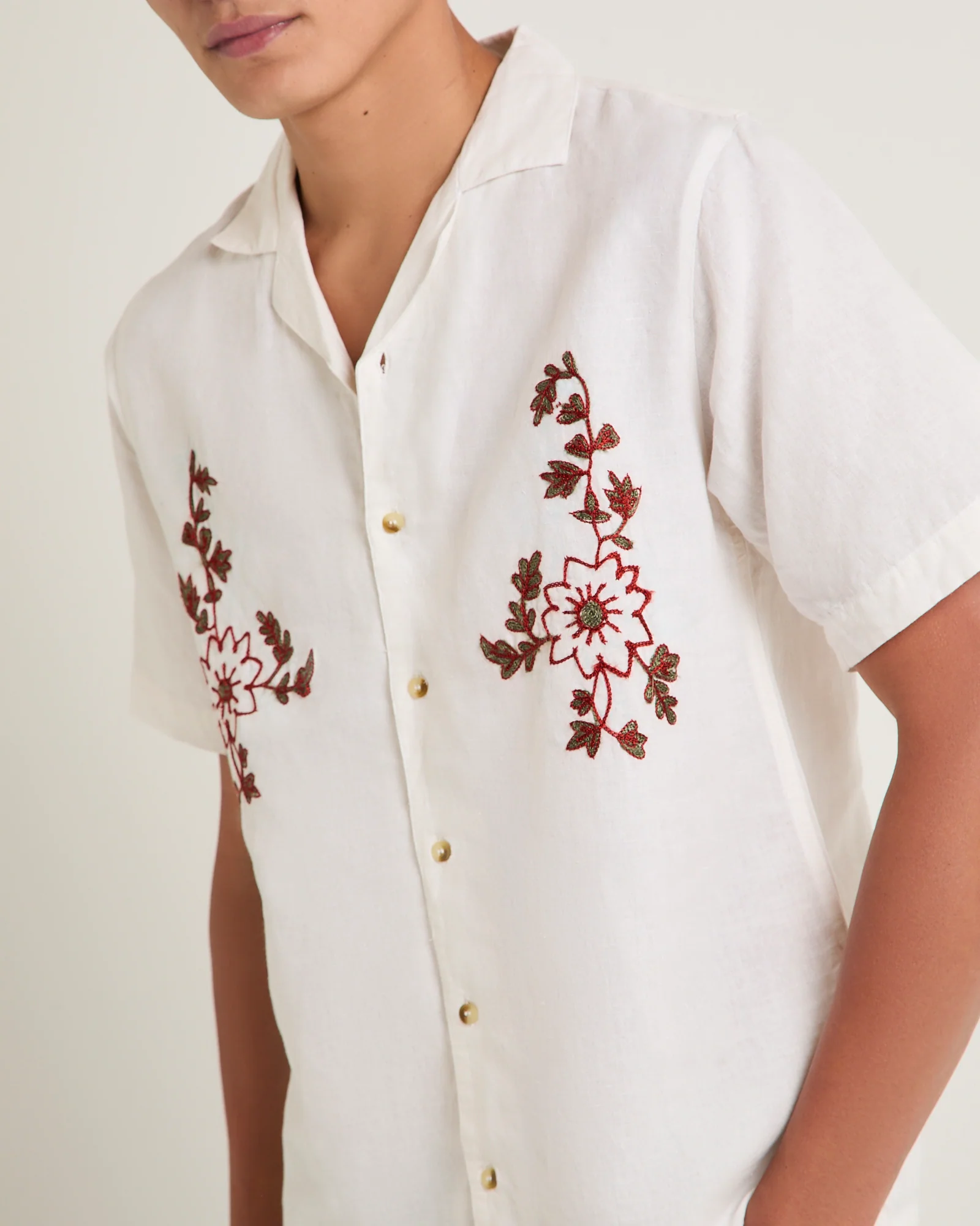 Floral Embroider Bowler Shirt - Image 5